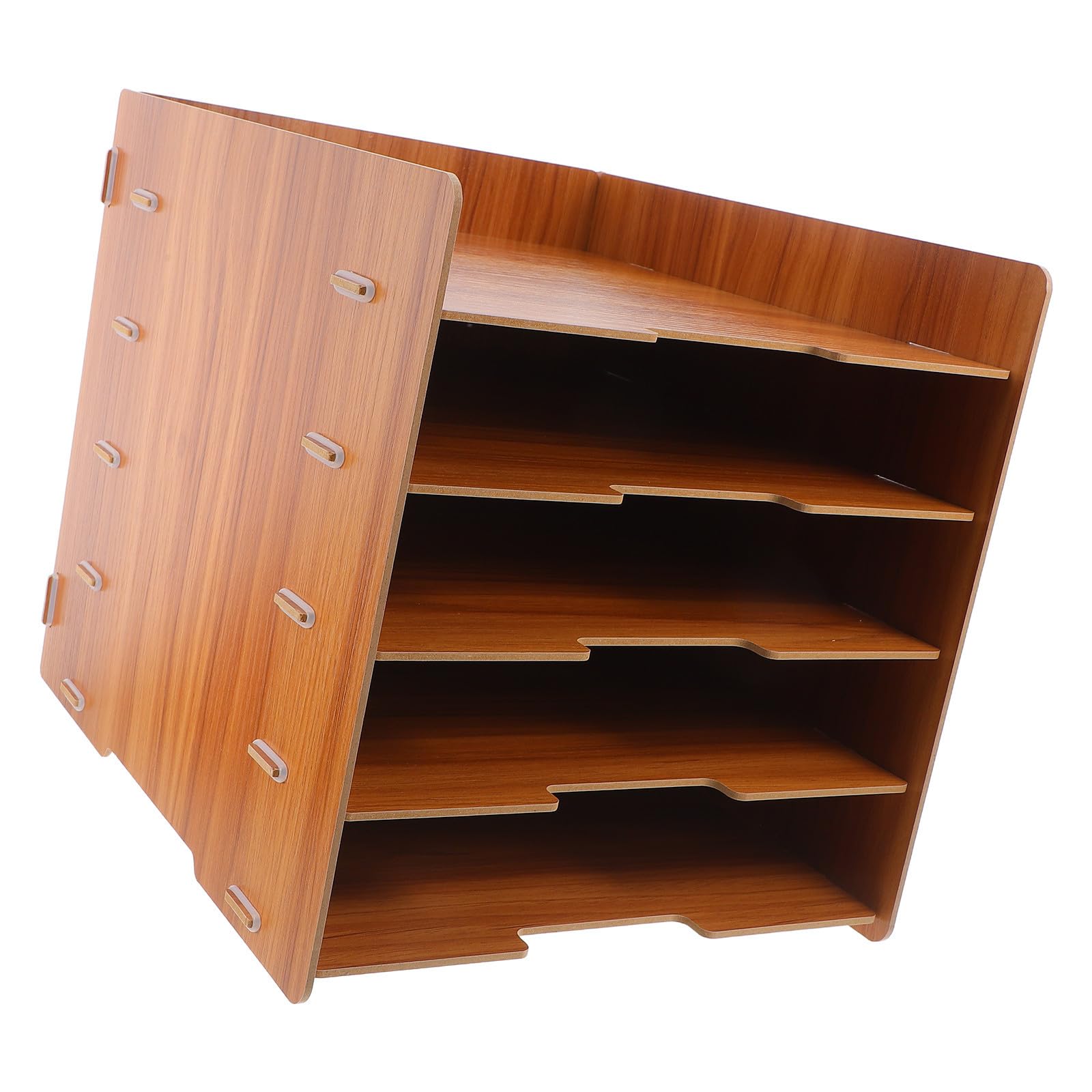 Rangement des documents de bureau moderne en bois avec structure robuste multi-étages