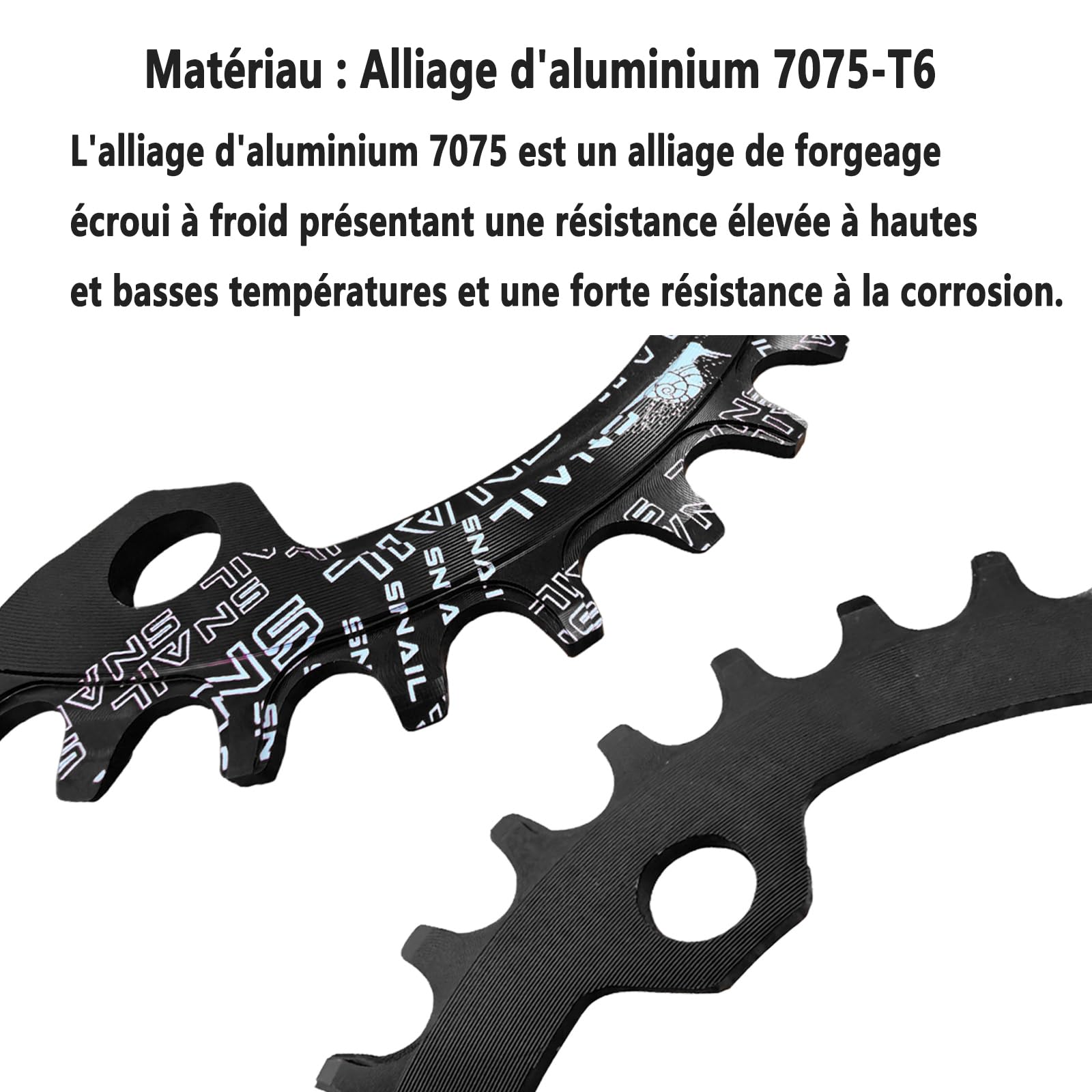 Plateau de vélo en Alliage d'aluminium 104 BCD 32T, 34T, 36T, 38T, Dents positives et négatives, Plateau de pédalier, avec 4 boulons de Fixation pour vélos de Route, VTT et BMX