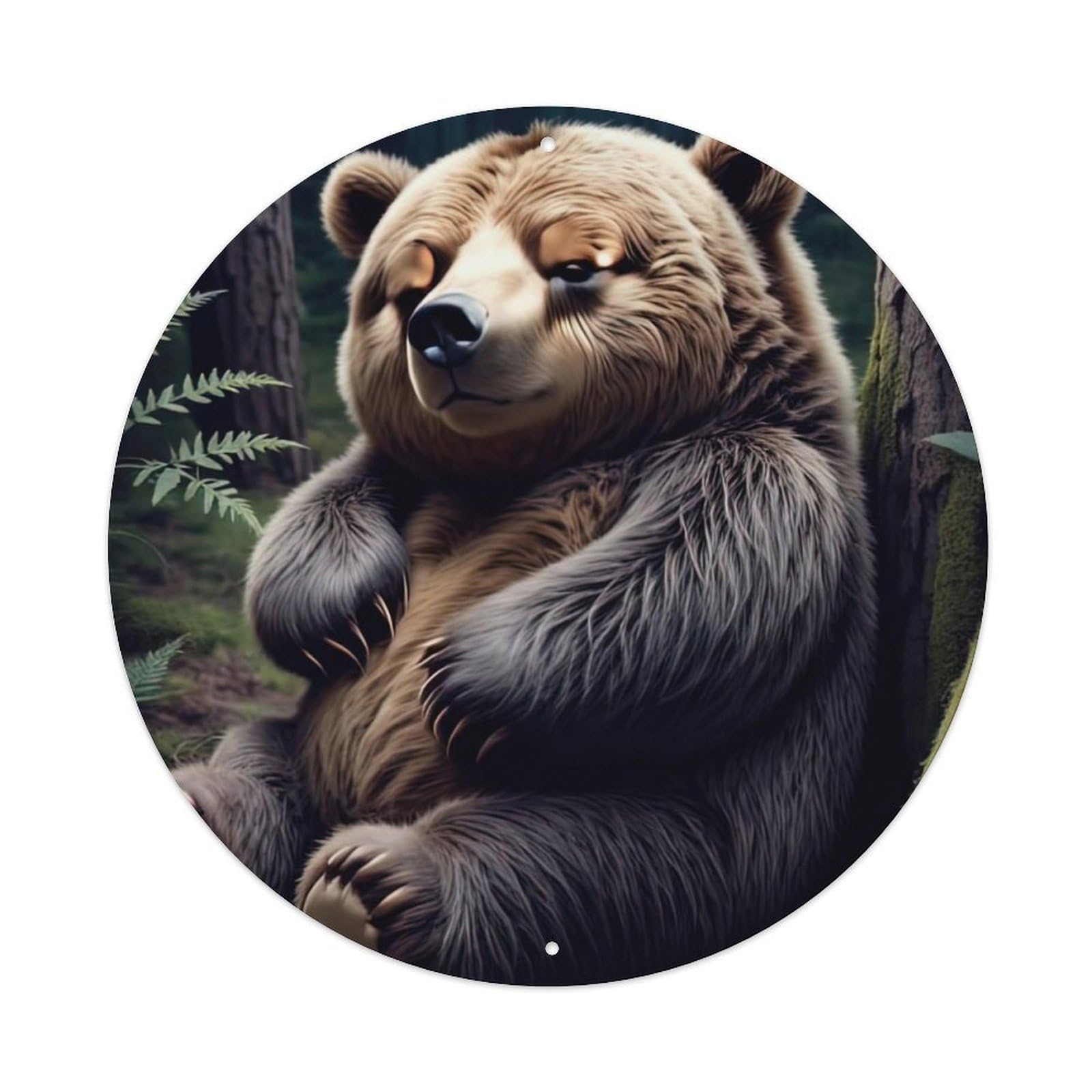 Wildlife Artwork Grizzly Bear in The Forest Vintage Metal Tin Sign Plaque Wall Decor for Cafe, Club Bar, Office, Garden Metal Poster 8x8Inch