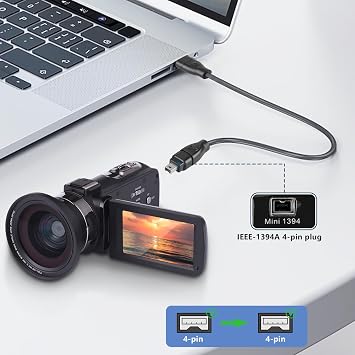 FireWire Cable 4 Pin to 4 Pin iLink DV Cable Firewire 400 IEEE 1394 Cord for Laptop to Camcorder 6 Feet