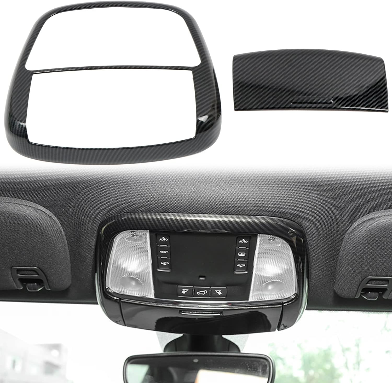 for Dodge Durango 2011-2020 Carbon Fiber Black Interior Front Reading Light Cover Trim 2pcs Car Accessories