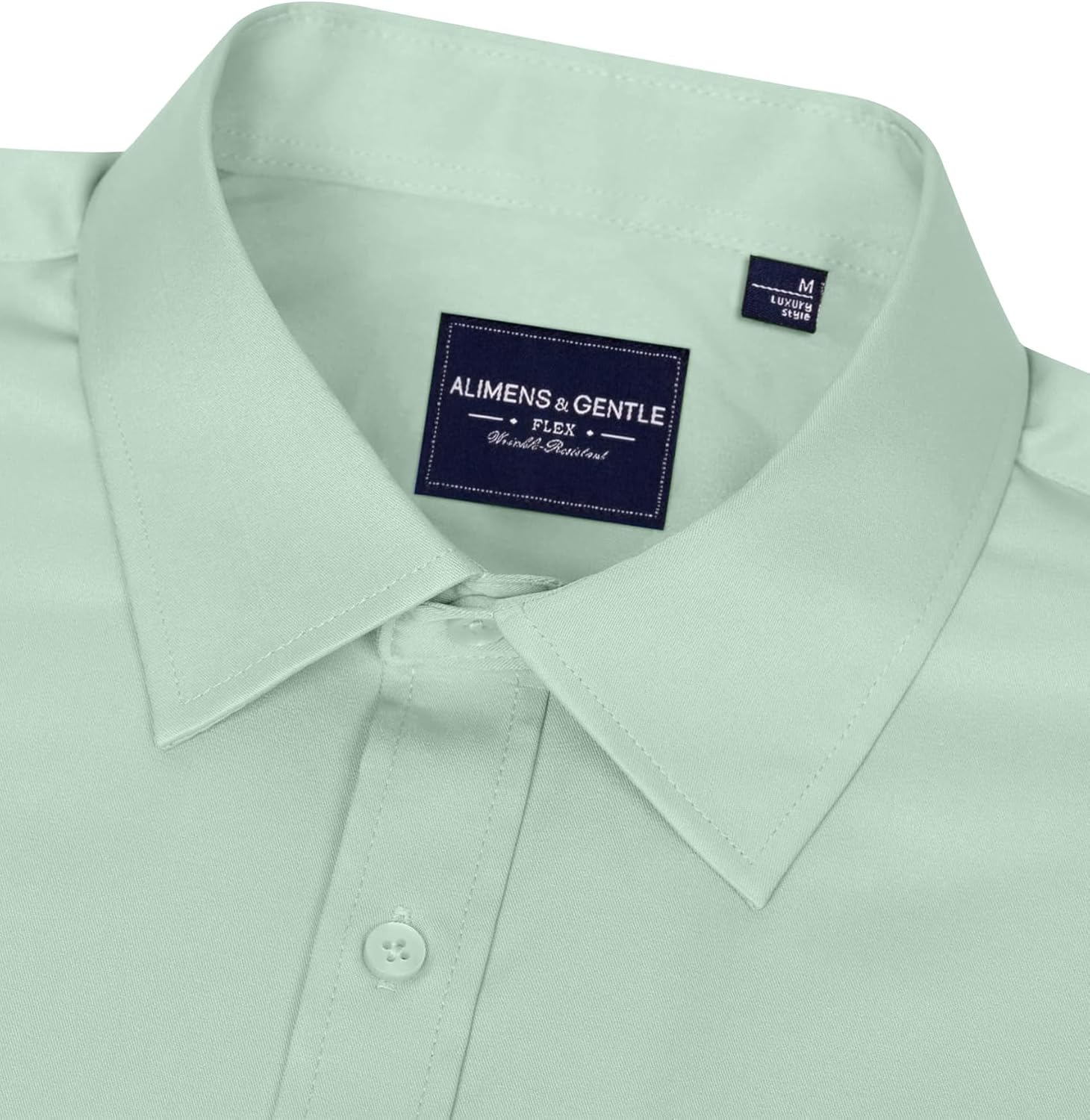 Alimens & Gentle Men's Dress Shirts Long Sleeve Wrinkle-Free Stretch Shirts Solid Formal Button Down Shirt with Pocket - Image 3