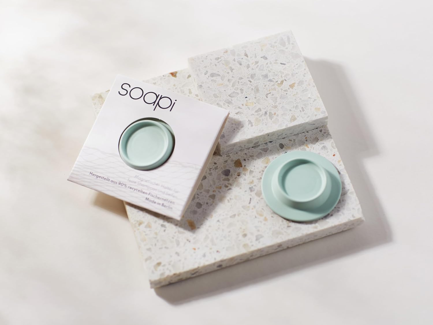 Magnetic Soap Holder – No-Drill Installation – Space-Saving Wall Soap Dish – Wall Mounted, Eco-Friendly Bar Soap Holder – Recycled Ocean Plastic – Stick Anywhere - Soapi (Mint) image 2