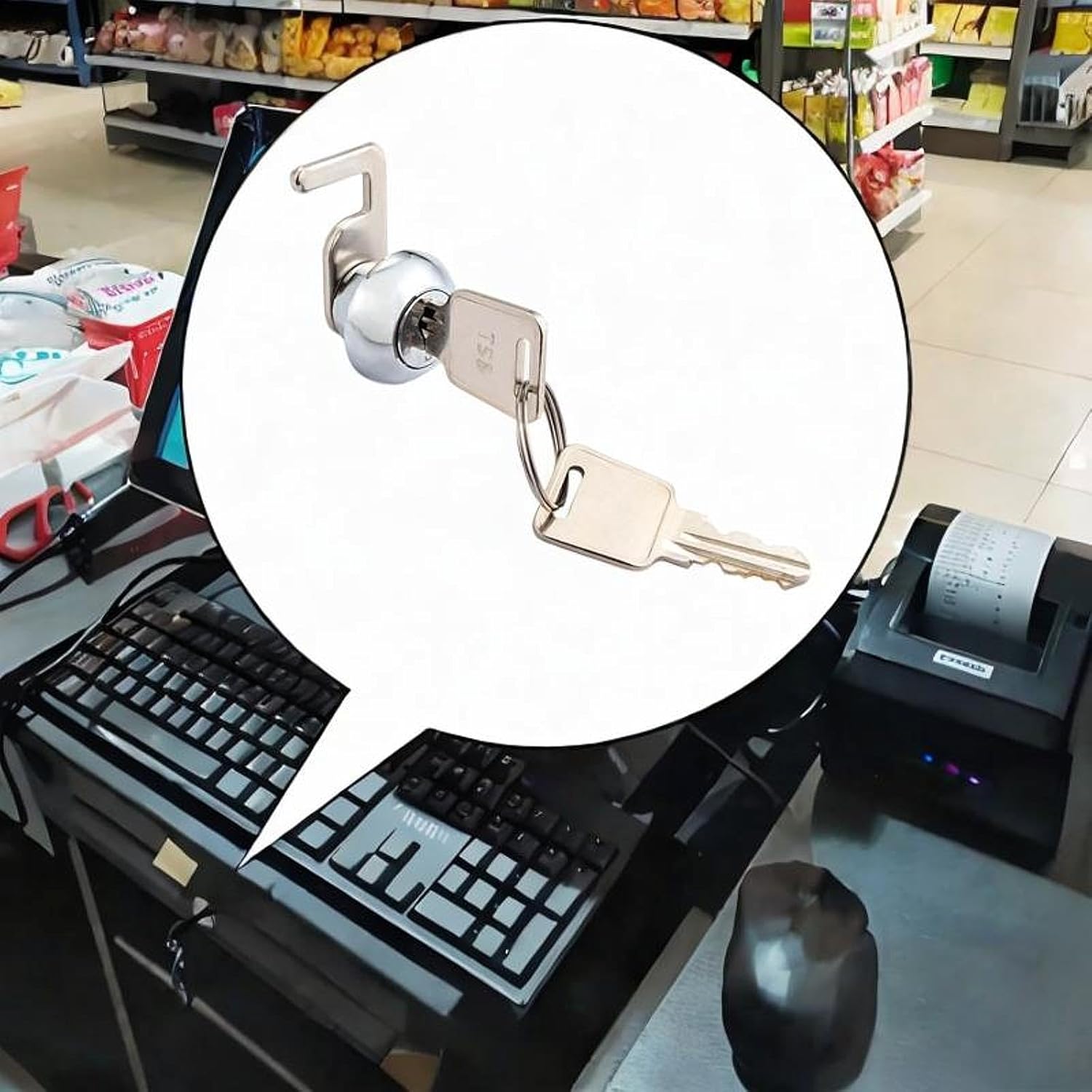 Replacement Cam Lock with Alike Keys, Zinc Alloy, Easy Installation Hook Lock, Style C