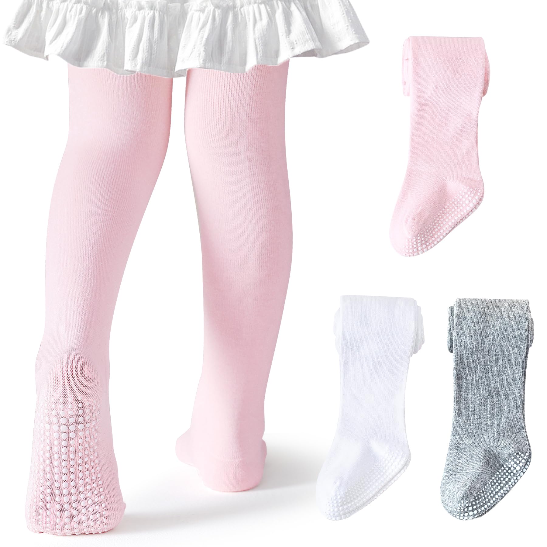Baby Tights Non Slip Toddler Stockings Tights with Grippers Seamless Soft Cotton Knit Leggings Newborn