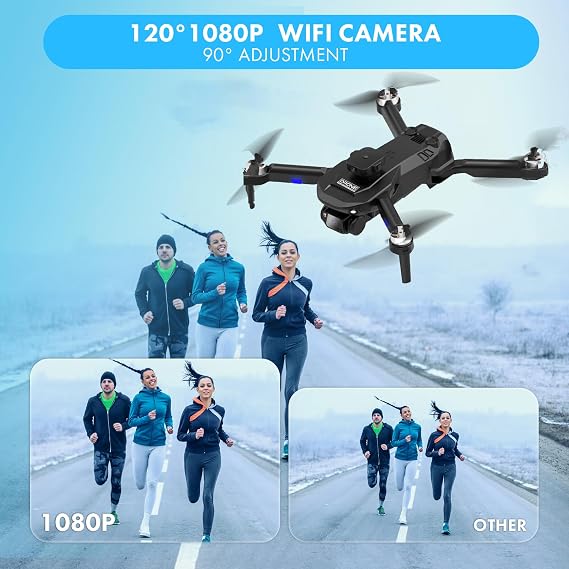 Brushless Drone with Camera for Adults Electric Len, Obstacle Avoidance Drone, Intelligent Follow, Headless Mode, One-button Return/Reset, Gesture Photography, Tap Fly, Auto Hover, Automatic Photography, Foldable Quadcopter for Beginners