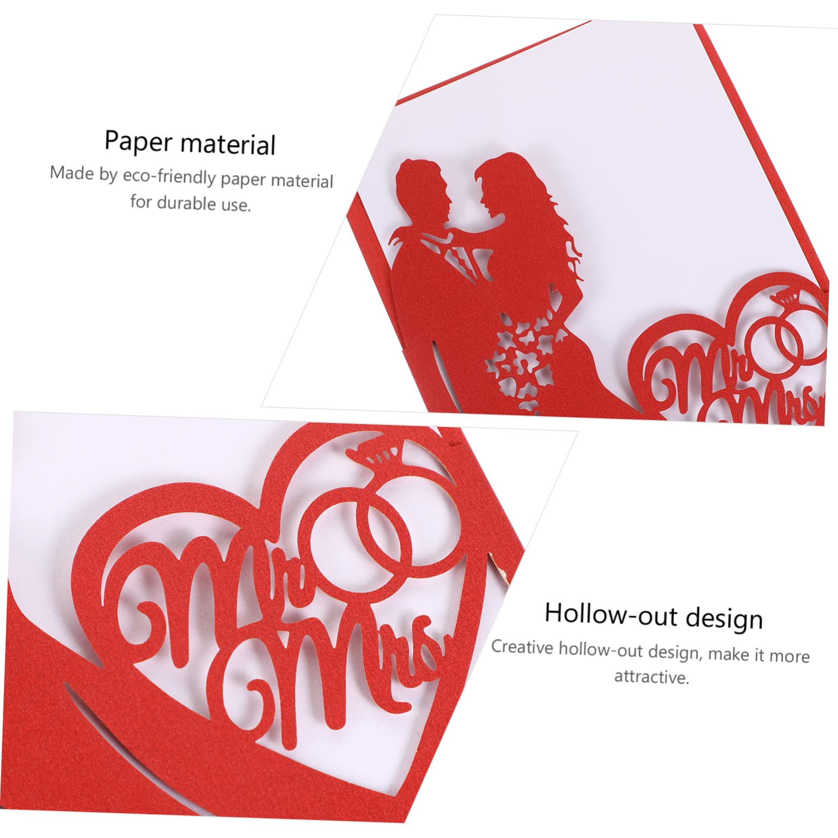 CHILDWEET 60pièces Cartes Invitation Papier Creux Pour Mariage Saint-valentin Et Anniversaires Invitations Romantiques Élégantes