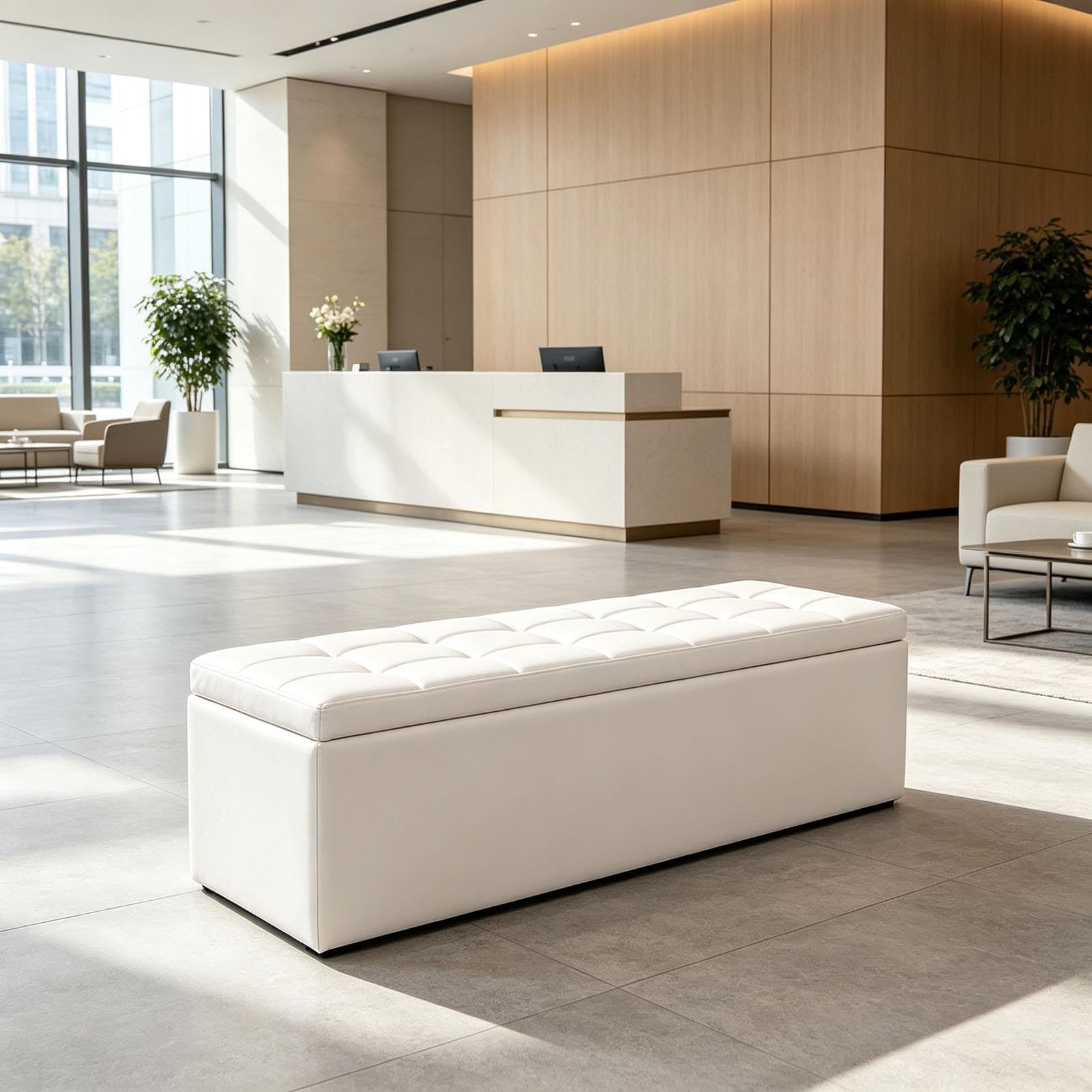 Panca da Ufficio, Design con Contenitore in Pelle PU