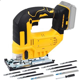 Cordless Jig Saw Compatible with Dewalt 20V Battery, 0°-45° Bevel, 3-Position Orbital Setting for Straight/Curve/Circle, LED Light,10 Blades Included,Battery Not Include