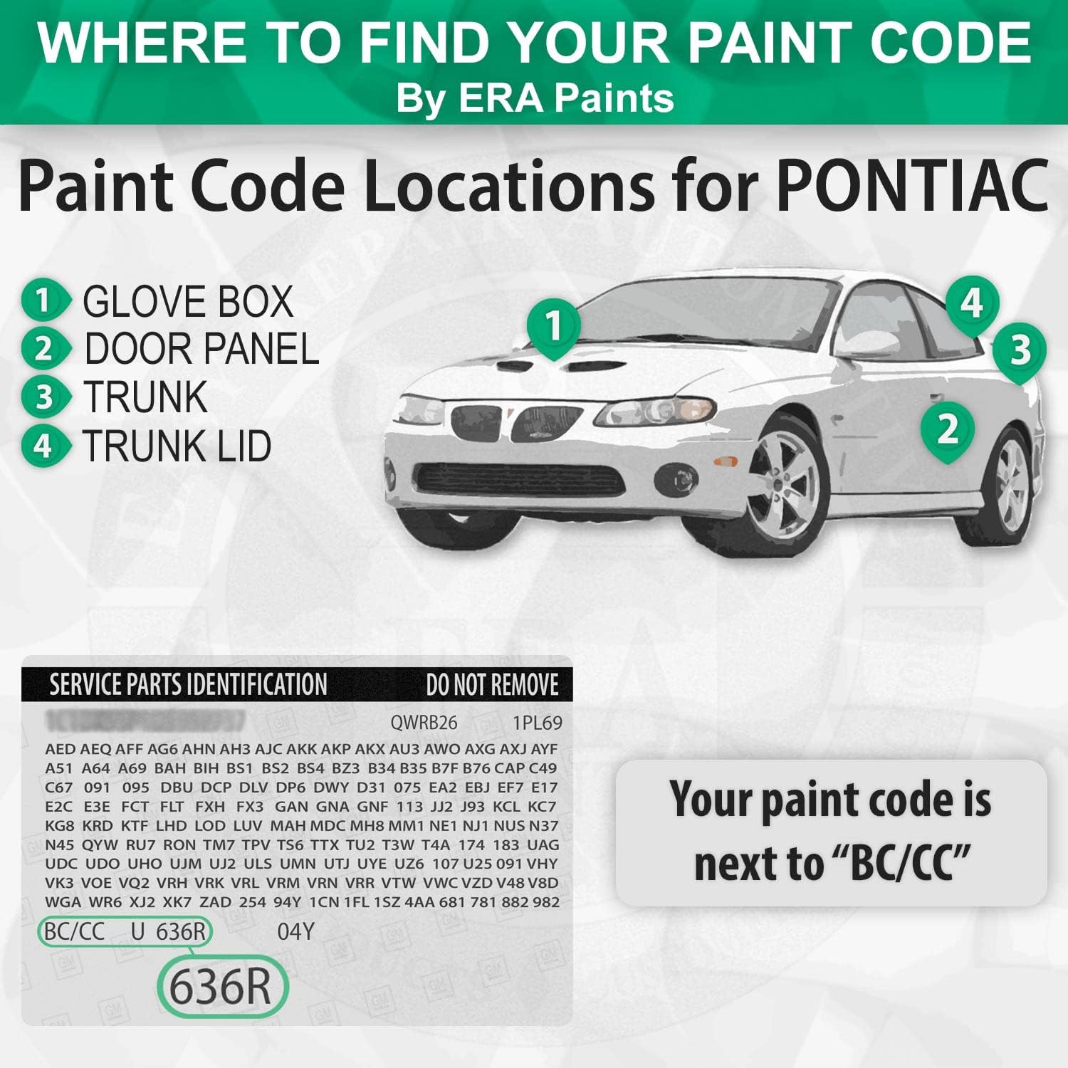 ERA Paints WA708S/GHS - Synergy Green Metallic for PONTIAC Exact Match Automotive Touch Up Paint Spray - 2K Essential Kit