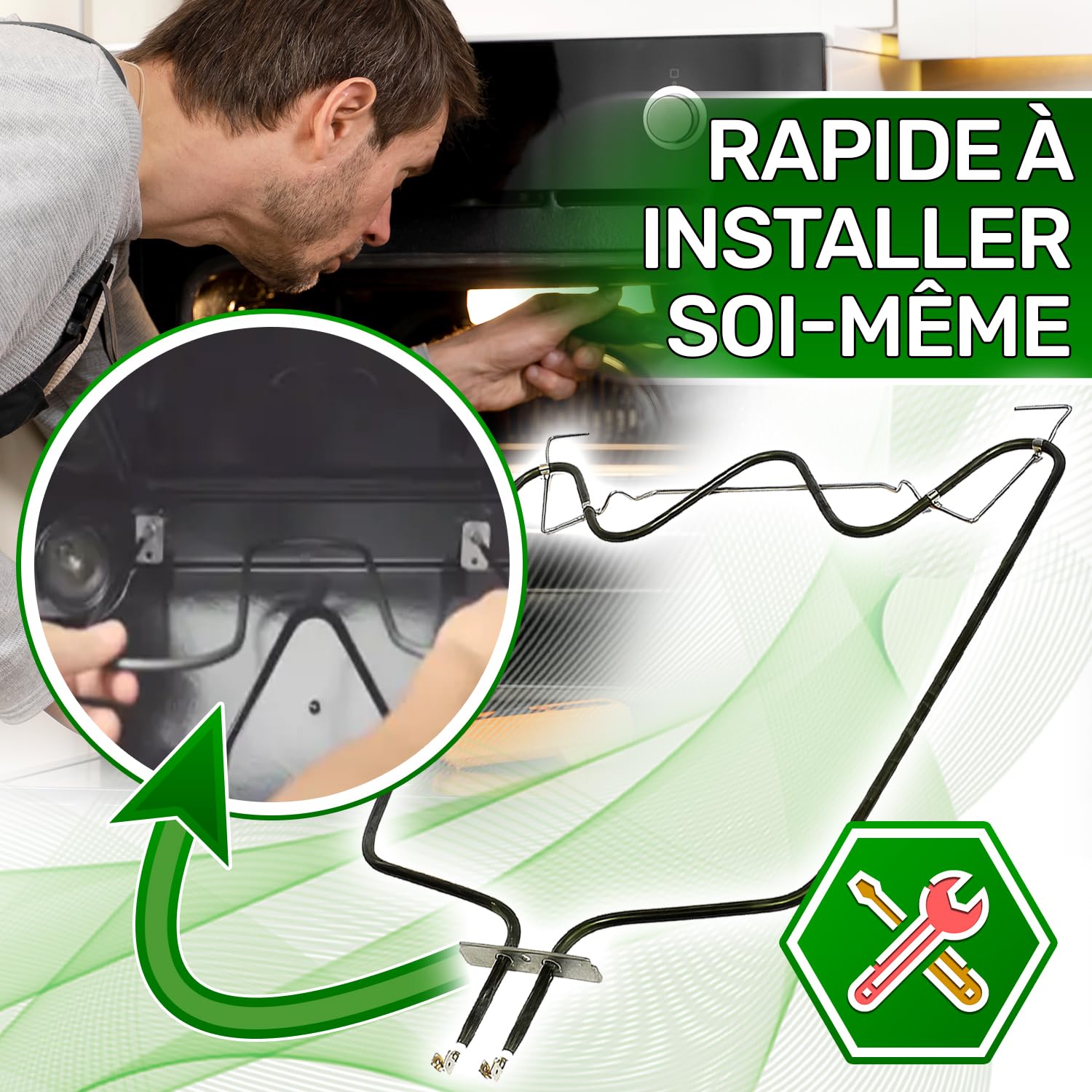 ONIX TECH Inférieur Resistance pour Four 1150W 220V/240V avec Code d'origine 481010551720 C00319574 pour Whirlpool pour Indesit - Garantie de 5 Ans