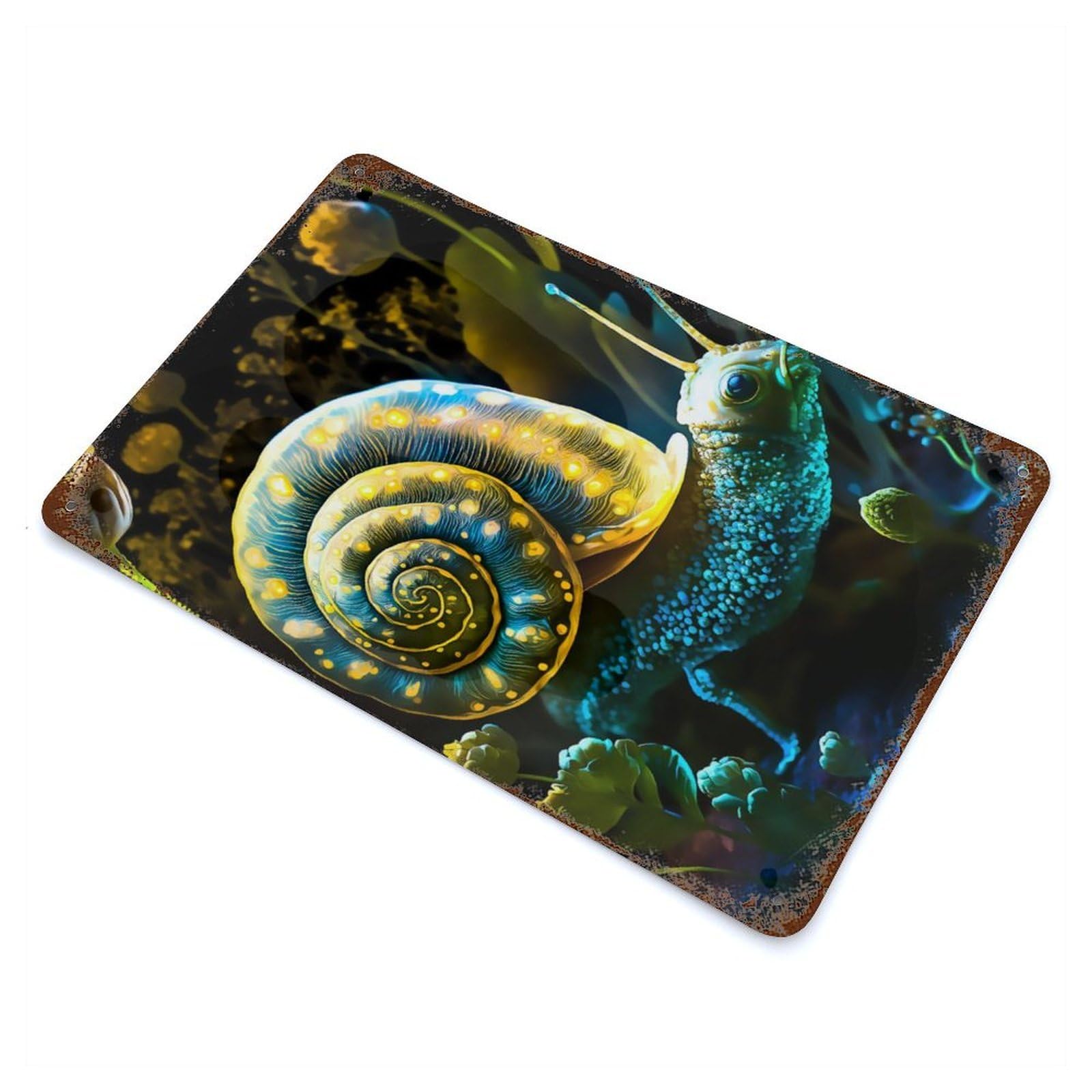 Snail Rusty Metal Tin Sign 11.8"x7.9", Ideal for Shed, Workshop And Garage Wall Decor