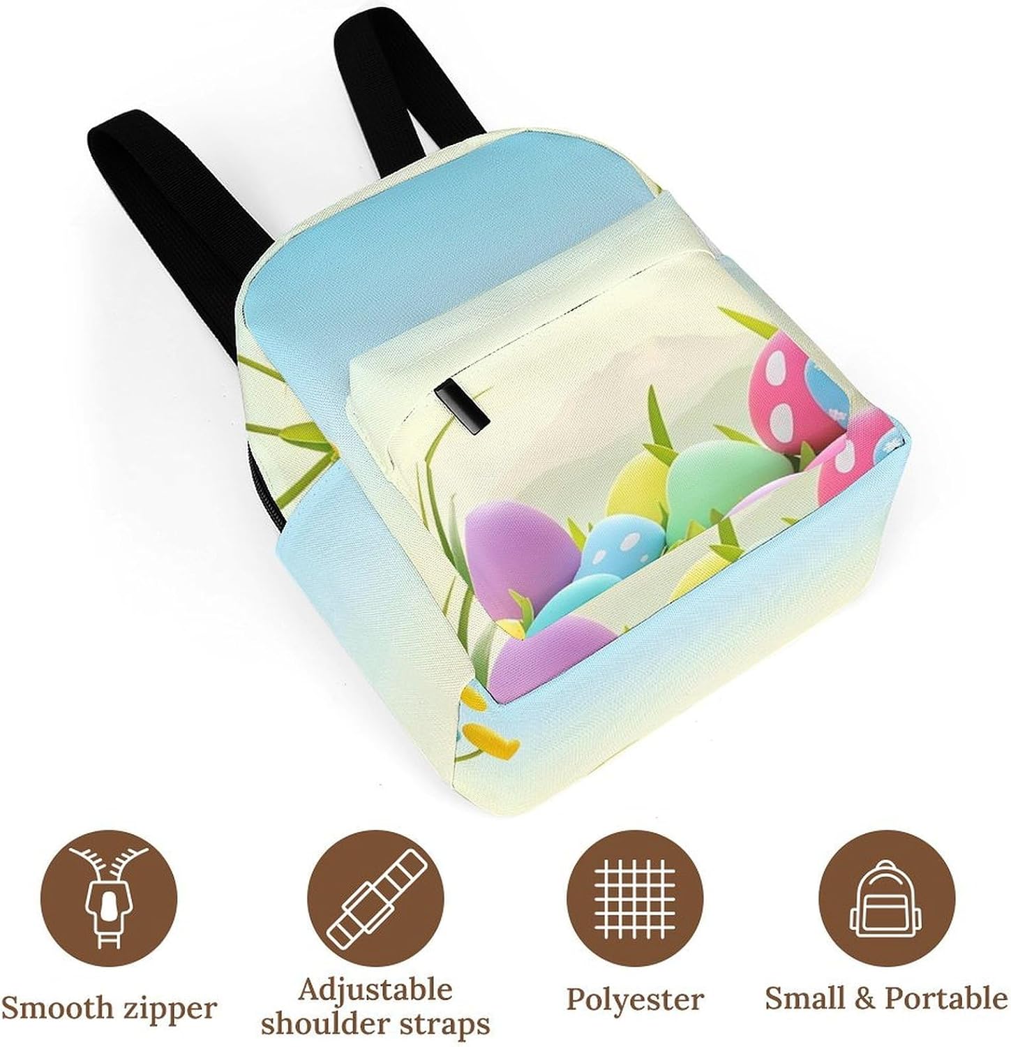 April Easter Mini Backpack Purse for Women | Waterproof durable oxford cloth casual daypack, lightweight small rucksack for work travel outdoor camping daily use & gift