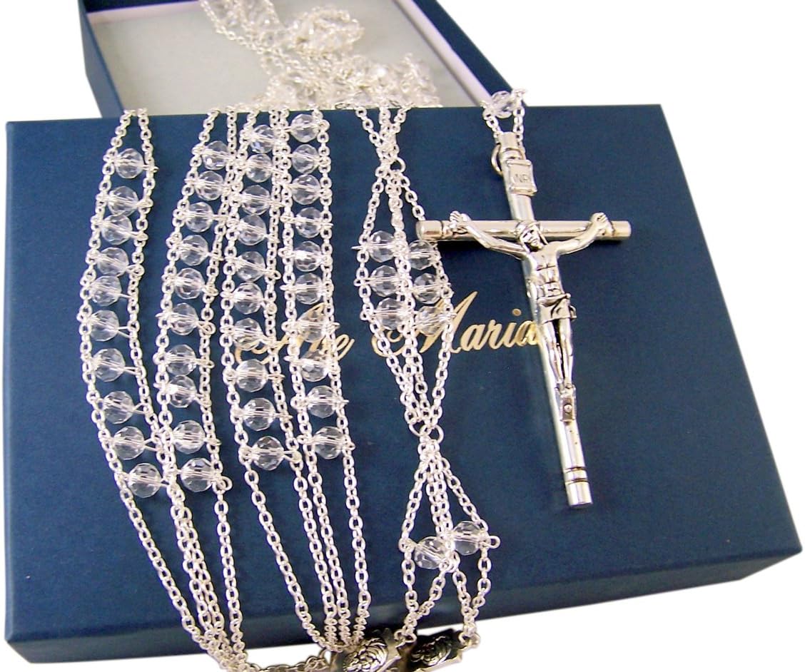 Clear Acrylic Prayer Bead Wedding Ladder Lasso Rosary for Married Couple, 42 Inch