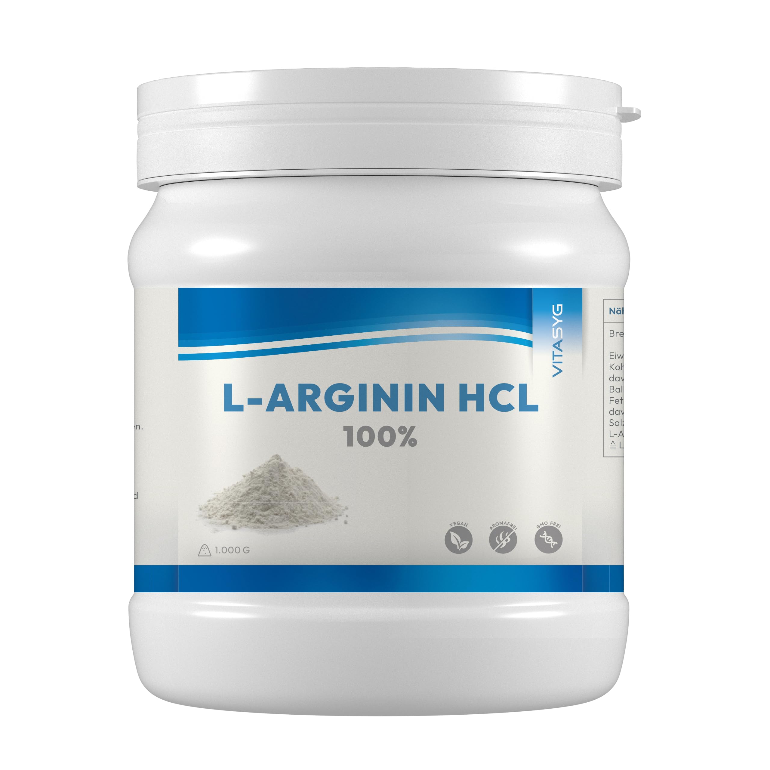 L-Arginin HCL Pulver 1000g - 1kg - Premium L-Arginn HCL ohne Zusätze - vegan