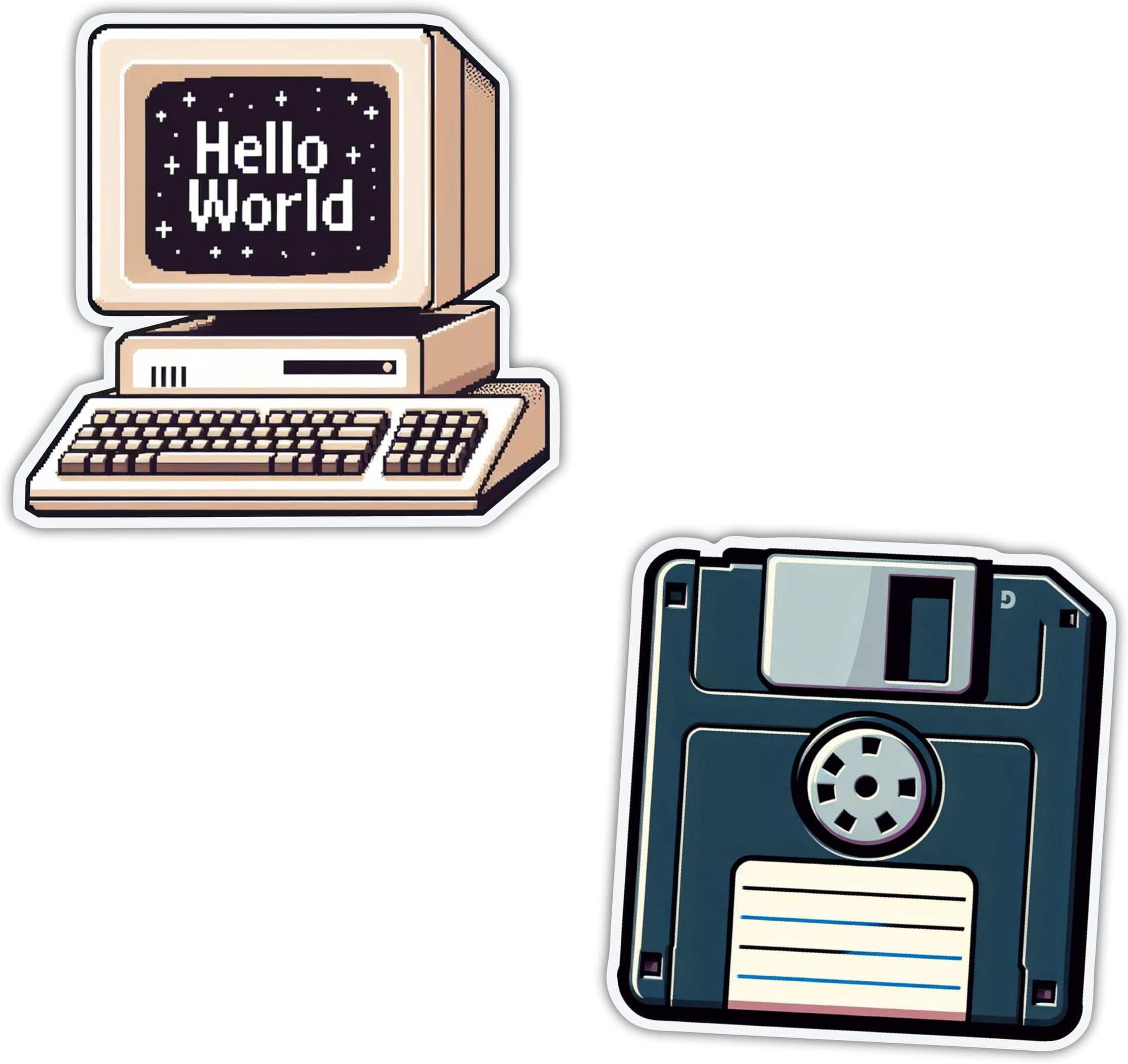 magneverse Floppy Disk & Vintage Computer Fridge Magnet Set - Premium Acrylic Magnets for Kitchen & Home Decor (Set of 2 Computer Magnet for Fridge)