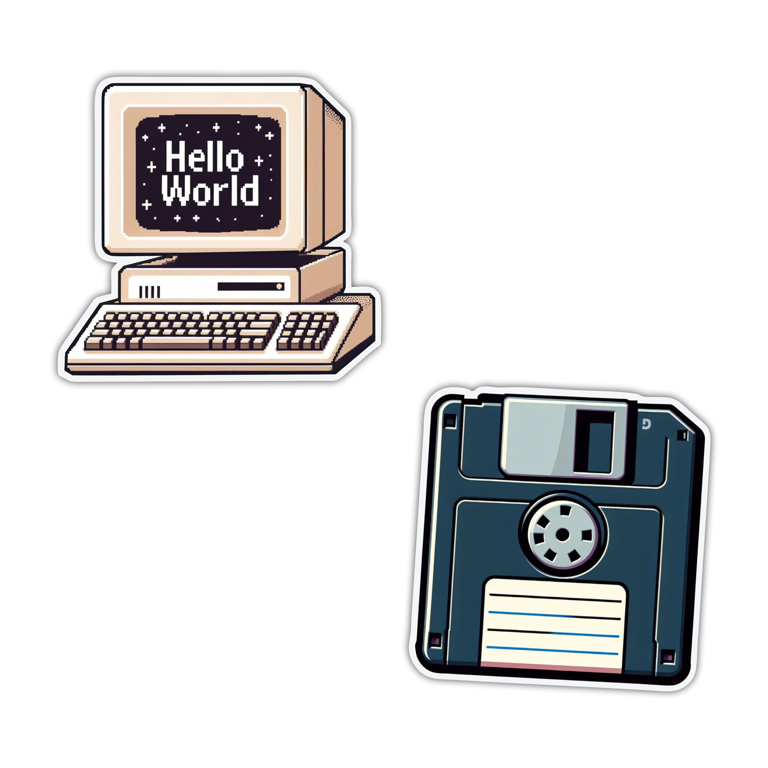 magneverse Floppy Disk & Vintage Computer Fridge Magnet Set - Premium Acrylic Magnets for Kitchen & Home Decor (Set of 2 Computer Magnet for Fridge)
