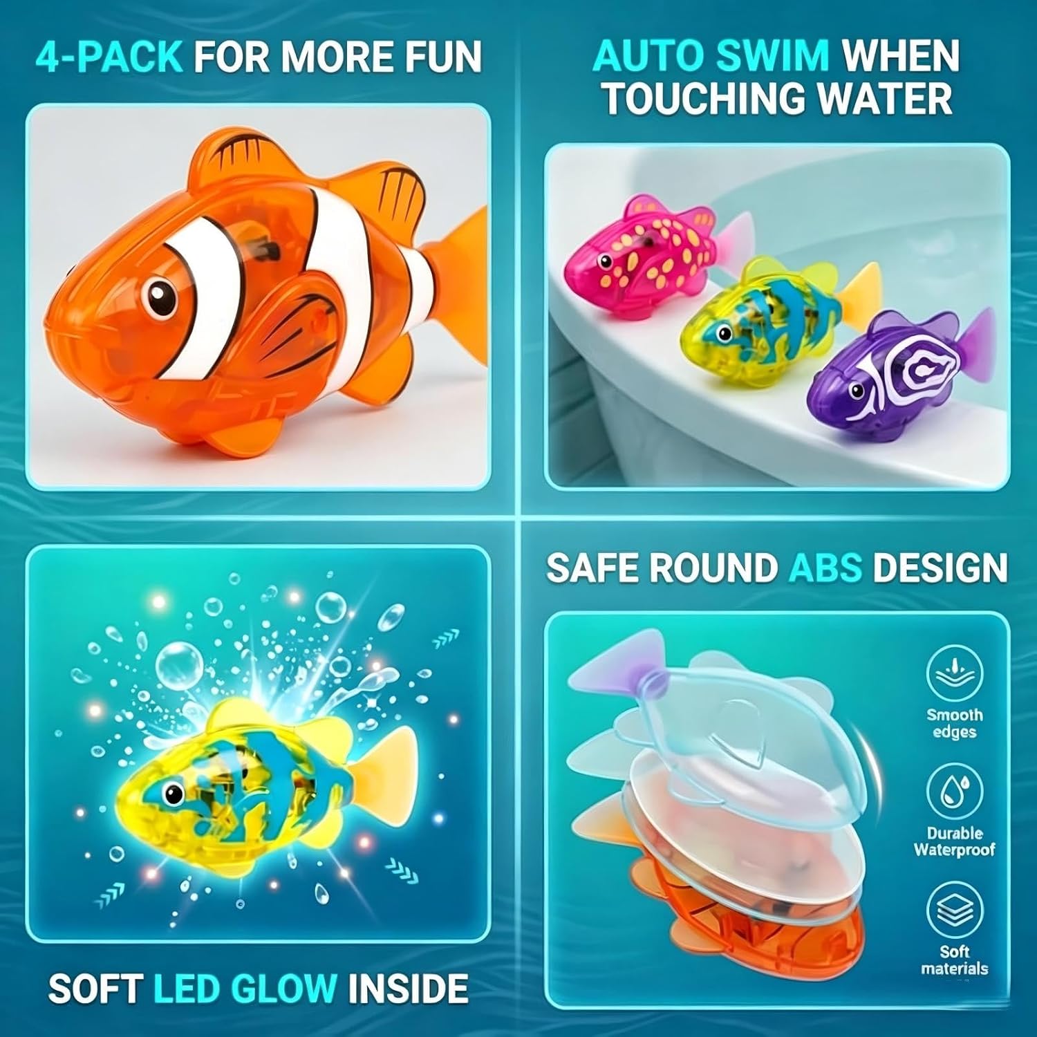 Magic Water-Activated Glowing Swimming Fish, Magic Water-Activated Glowing Swimming Fish,Moving Colorful Fishing with LED Lights for Pool Bathtub Cat Dog(8pcs)