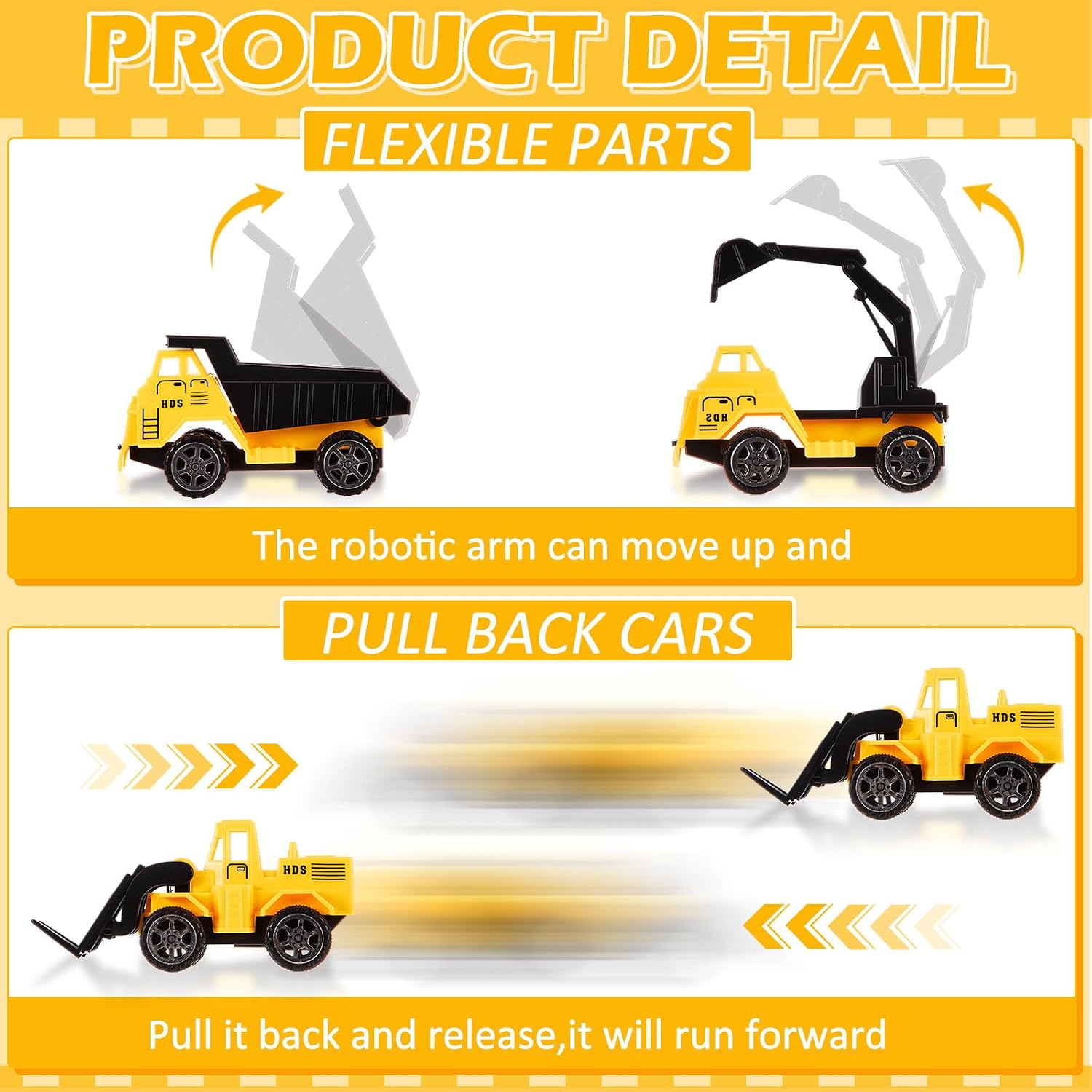 12 Pcs Construction Party Favors for Boys, Mini Construction Vehicles Children's Day Gift, Mini Pull Back Cars Excavator Toys Small Trucks Bulk for Kids Girls Birthday Cake Toppers (Excavator Set)