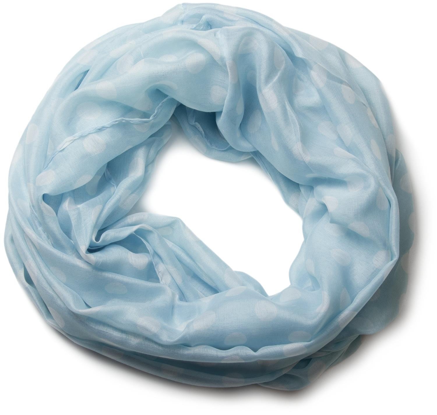 Stylebreaker Women's Light Blue Loop Scarf - Polka Dots - Lightweight Dotted Pattern Tube Scarf - 90X105 Cm - Soft 01016043, Colour: