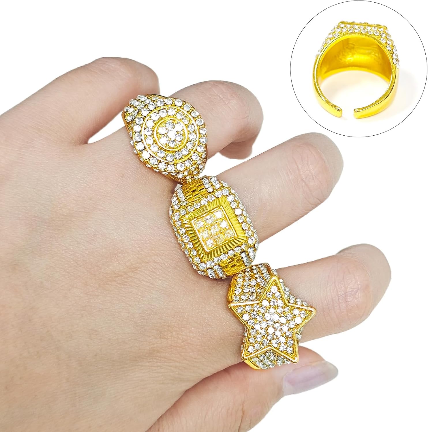 80s 90s Outfit for Men Hip Hop Rapper Costume Accessories Kit Rapper Sunglasses Dollar Sign Chain Ring Halloween Party Costume - Image 3