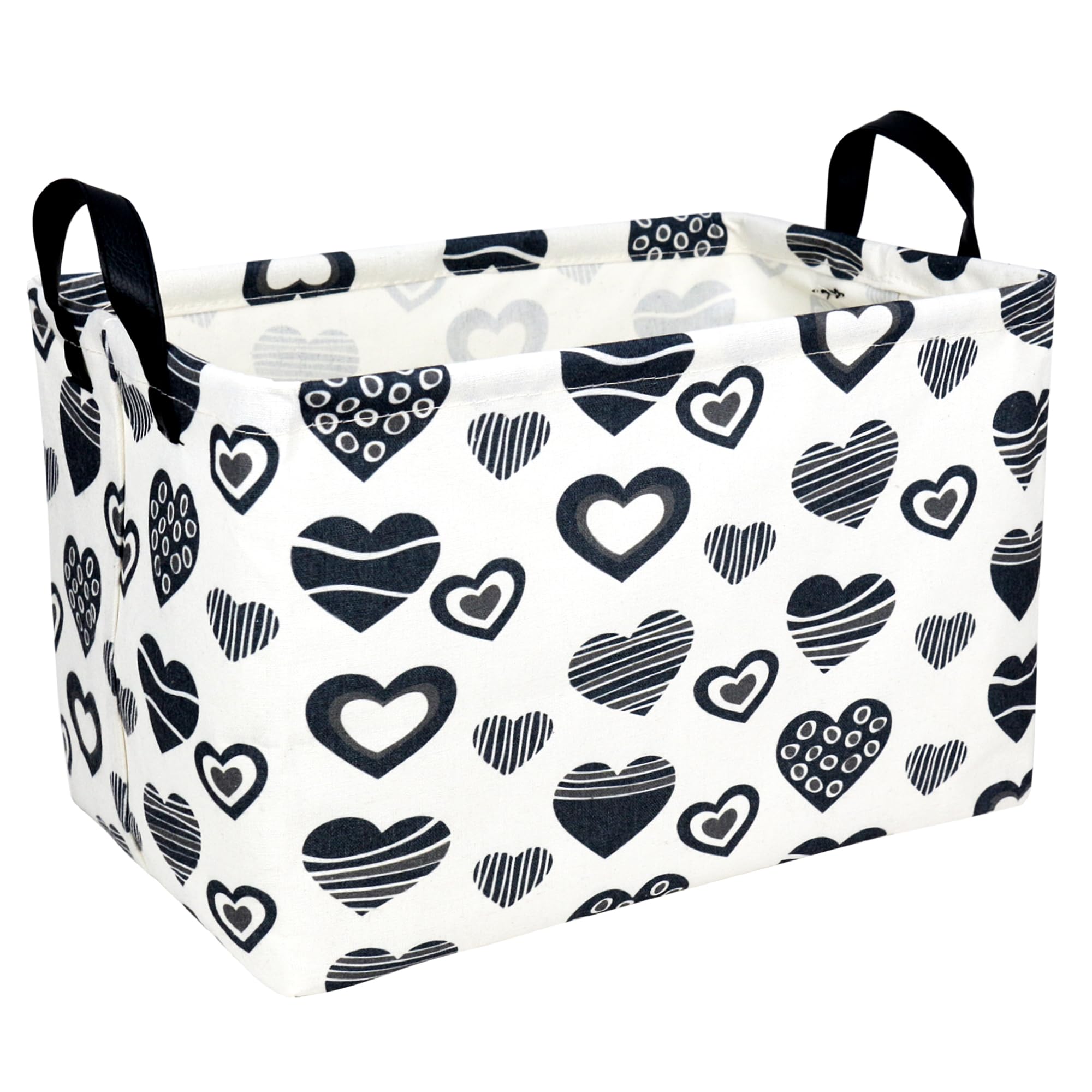 Valentine's Day Basket Gift for Empty Cute Heart Large Storage Bin for Kid and Baby Room Décor (Black Creative Love)