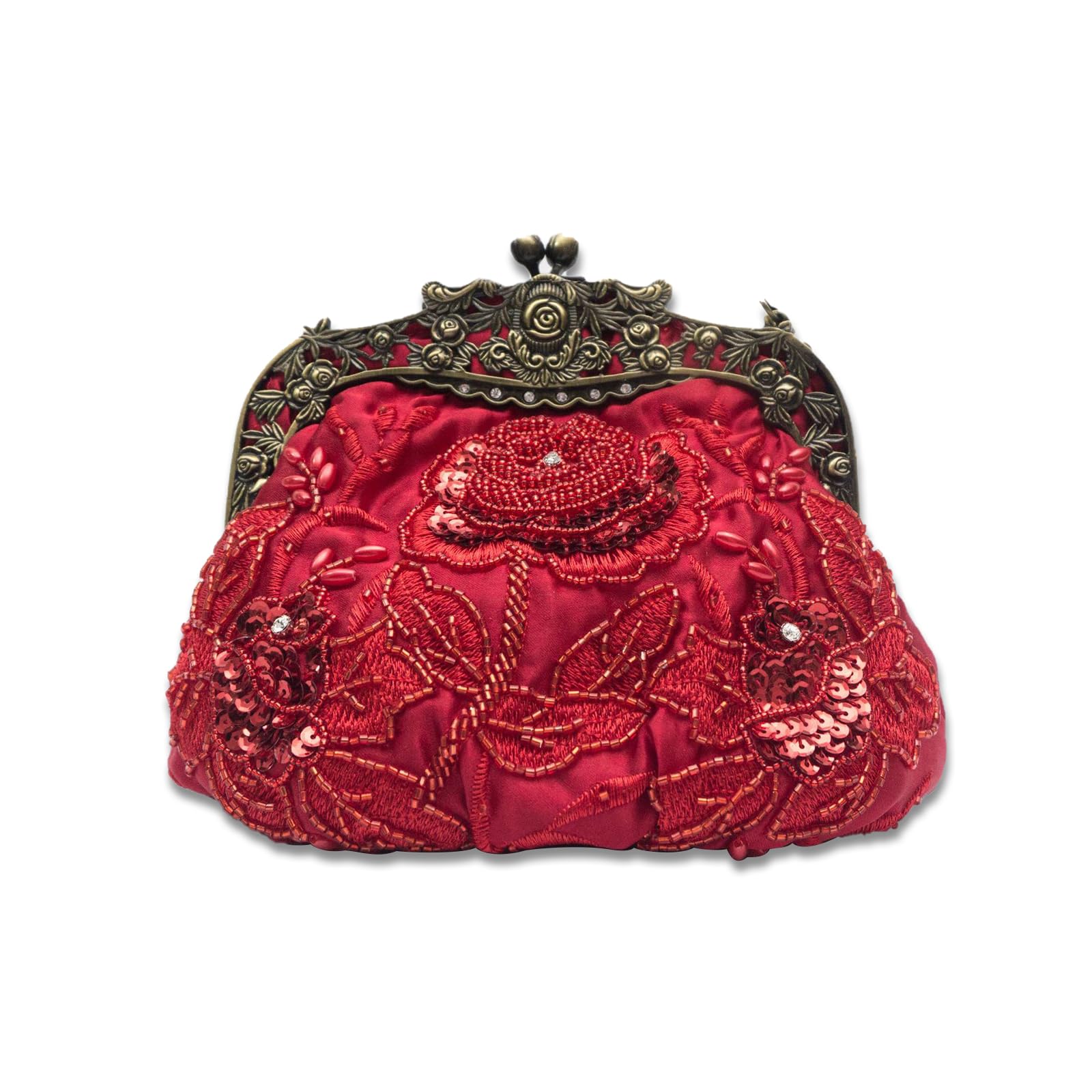 CORIOS Vintage 1920s Beaded Evening Bag Pearl Clutch Bag for Women Bridal Wedding Purse Sequin Rhinestone Handbag