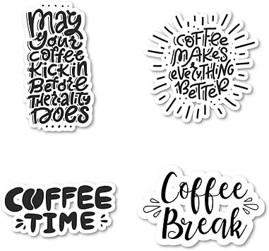 Amazon コーヒー 格言 ステッカー パック ファニー コーヒー ステッカー 4パック ラップトップステッカー ノートパソコン 電話 タブレット ビニールデカールステッカー 4パック S2112 Funpopstickers ノートパソコンスキンシール 通販