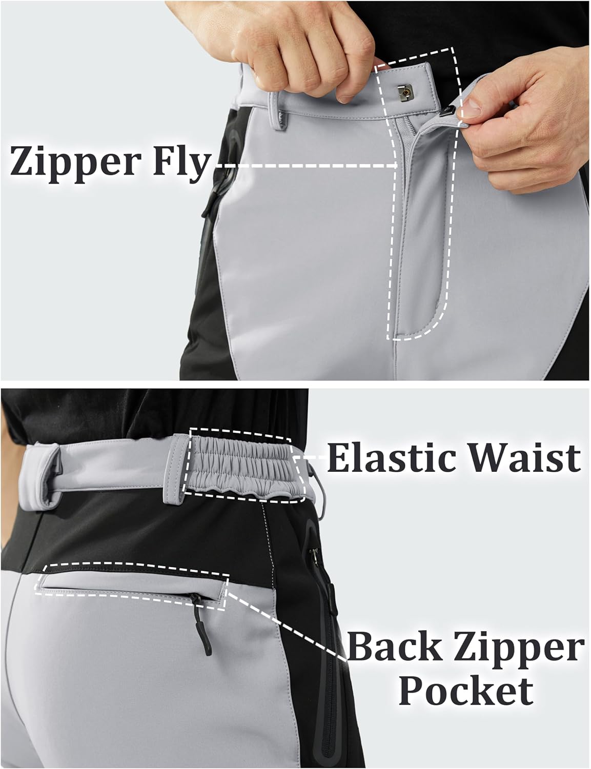 TACVASEN Men's Skiing Snow Pants Fleece Lined Waterproof Winter Insulated Hiking Pant for Outdoor Work Hunting Cargo - Image 6