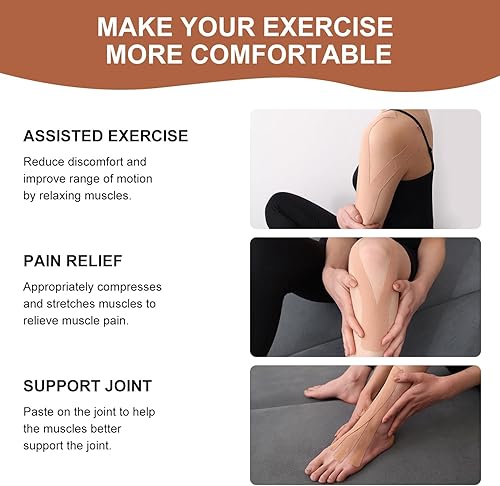 Miniatura 3 de VityElk Cinta de kinesiología (2 rollos), cinta elástica de alta calidad sin cortar, cinta K de algodón hipoalergénica impermeable para aliviar el