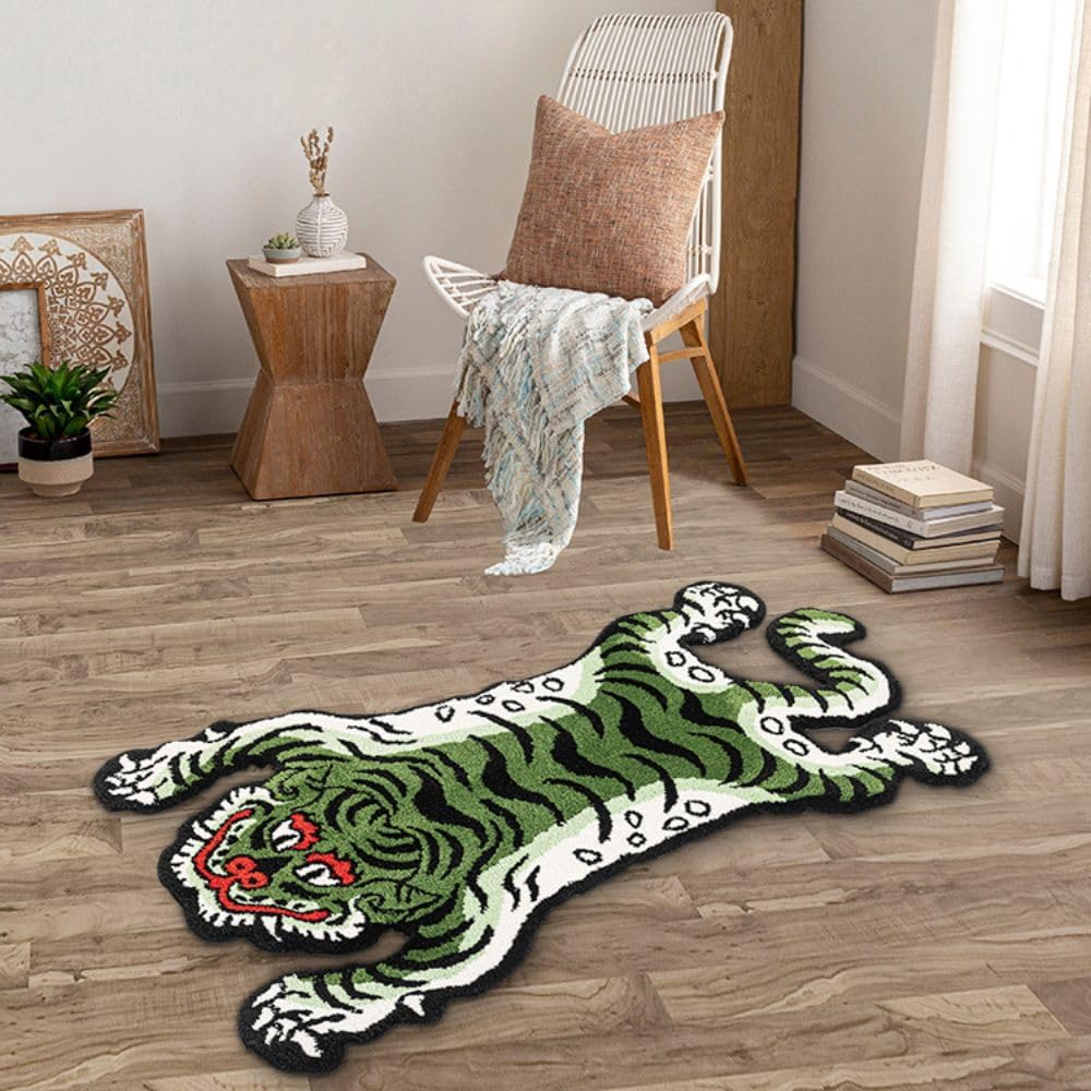 Tapete Tibetano Tufted 5x3ft con Diseño de Tigre miniatura 7