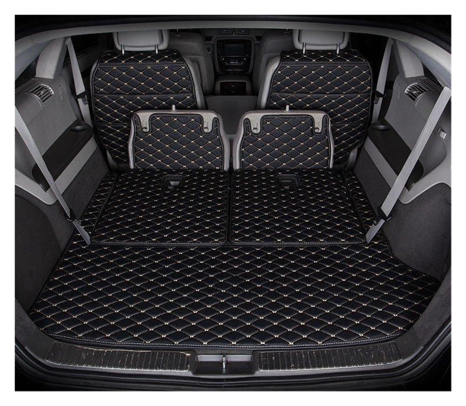 Tapis de coffre Mercedes Classe R300 R350 doublure luxe en cuir noir et beige