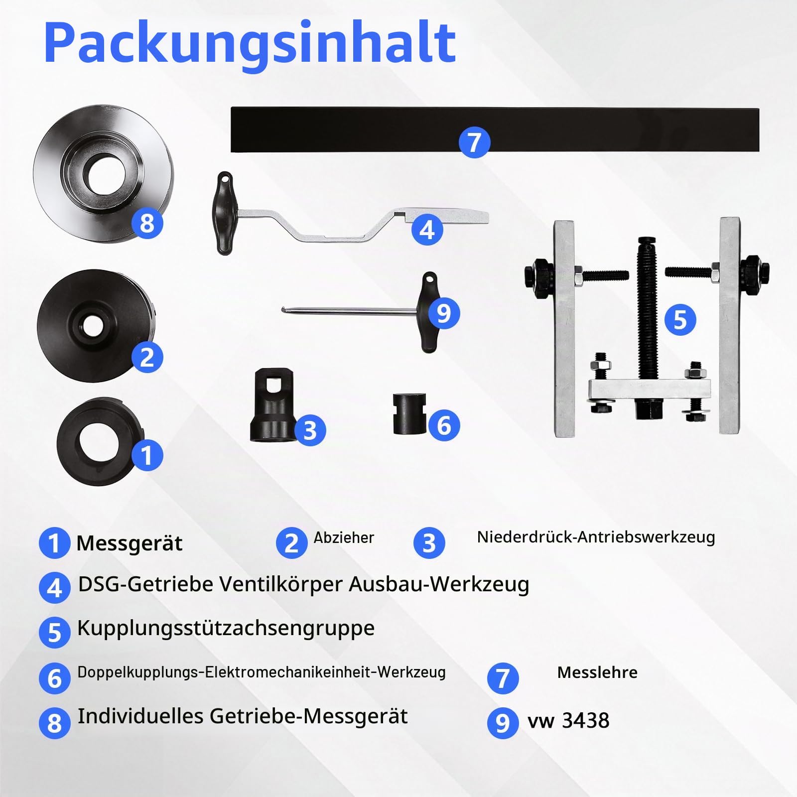 7-Gang DSG Doppelkupplungsgetriebe Ausbau- und Einbau-Werkzeugsatz für VW & Audi – Kompatibel mit VAG Getriebe T10323 T10373 T10376 T40100 T10407 T10466 T10374
