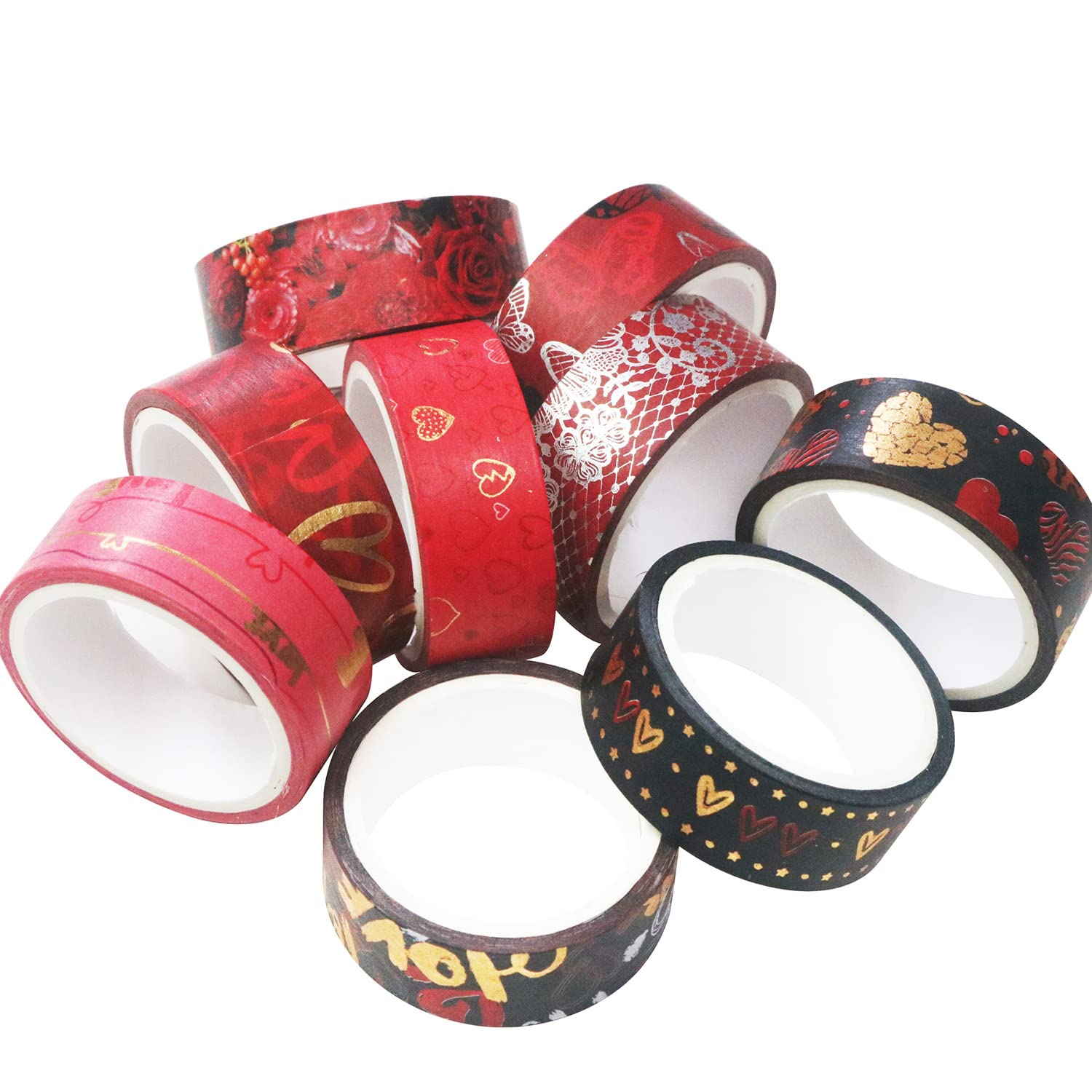 Bеѕt Rеvіеw YUBBAEX Black Pink Washi Tape Set Valentine Gold Silver Foil Masking Tape Love Decorative for Arts, DIY Crafts, Journal Supplies, Planners, Scrapbook, Card/Gift Wrapping (Deeply Romance 9 Rolls)