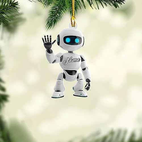 Miniatura 16 de Adorno de robot personalizado 2024, adornos de robot para árbol de Navidad, adorno de robótica, decoración colgante para árbol de Navidad (Robot14)