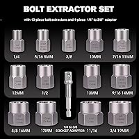 Vista 3 de REXBETI Juego de extractor de pernos y extractor de tornillos de 26 piezas y juego de brocas de cobalto, estuche con extractor de pernos de 13