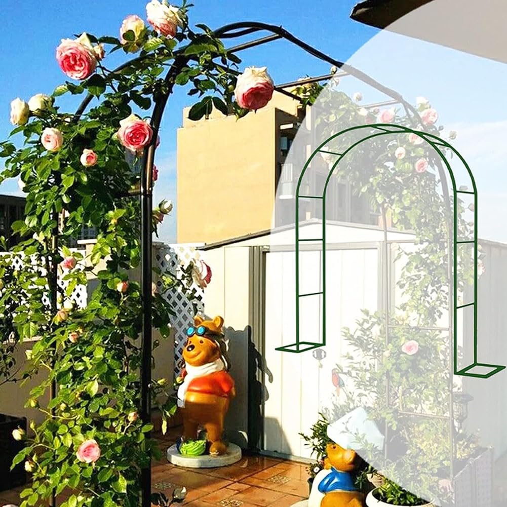 Grande arco per rose in acciaio alto 2,2 m arco da giardino per piante rampicanti e verdure, archi decorativi in metallo per matrimoni all'aperto, arco da giardino nero con base stabile