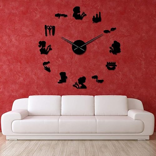 Miniatura 4 de Herramienta de uñas, maquillaje, espejo acrílico, arte de pared, bricolaje, reloj de pared silencioso gigante, salón de belleza, letrero de pared,