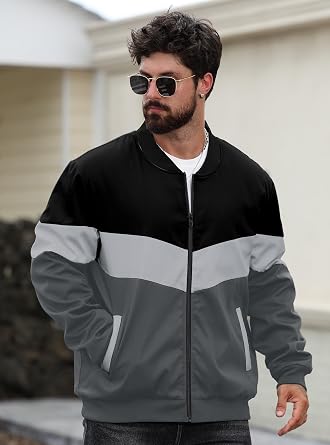 Zaitun Men's Jackets Lightweight Bomber Jacket Winter Warm Quilted Lined Coats Casual Windbreaker Varsity
