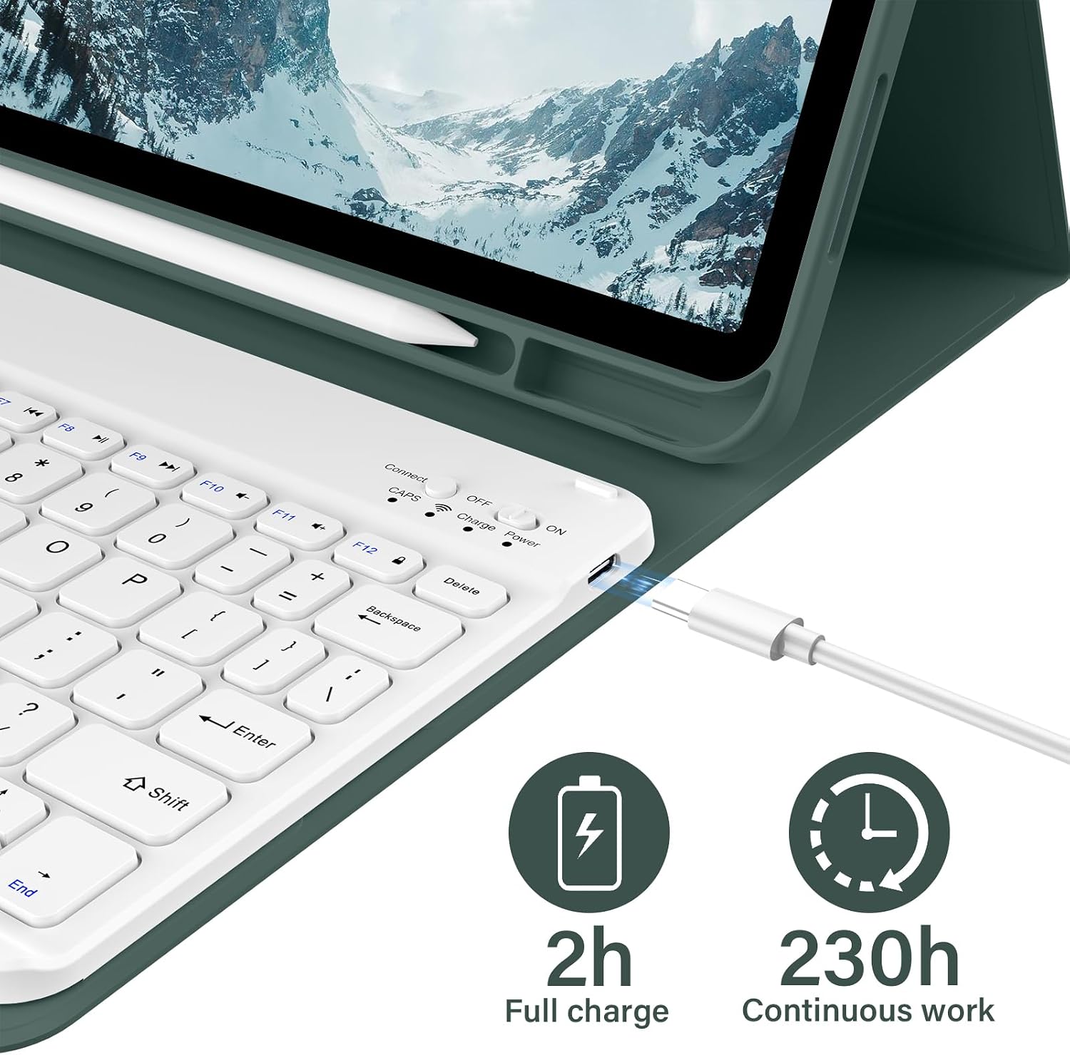 Keyboard Case for iPad (A16) 11th/10th Generation (11/10.9 Inch, 2025/2022) with Pencil Holder, Magnetic Detachable Wireless Bluetooth Keyboard, Folio Keyboard Cover - Thin & Light, Dark Green