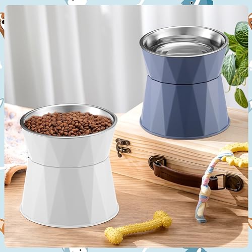 Miniatura 4 de 2 cuencos elevados para gatos, comedero elevado ajustable para gatos, tazón antideslizante para alimentos y agua con soporte, cuencos seguros de