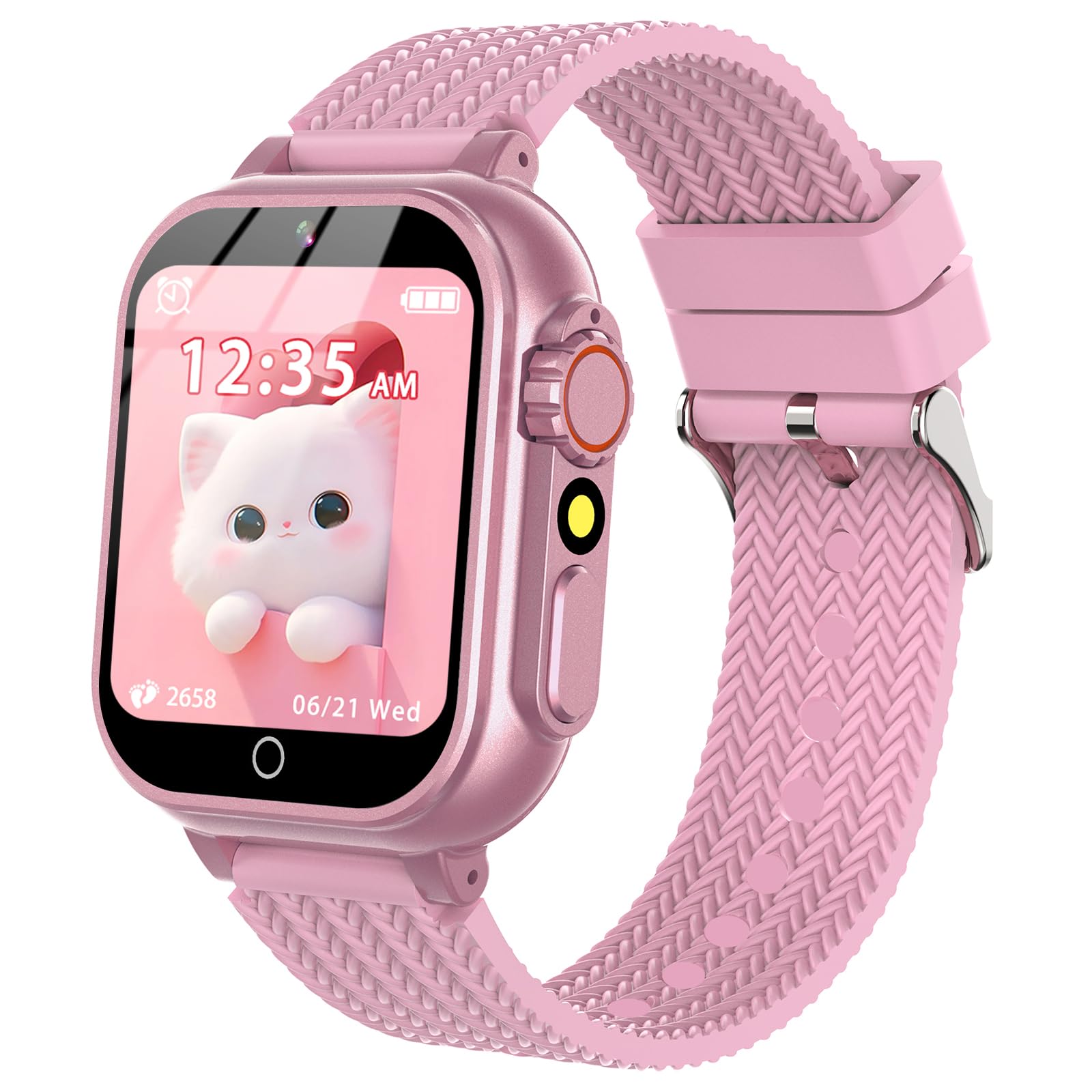 clleylise Reloj Inteligente Niños,Smartwatch Niños con 26 Juegos MúSica Linterna Cámara Despertador Podómetro Audiolibro Regalos para niños de 3 a 12 años(Rosa)
