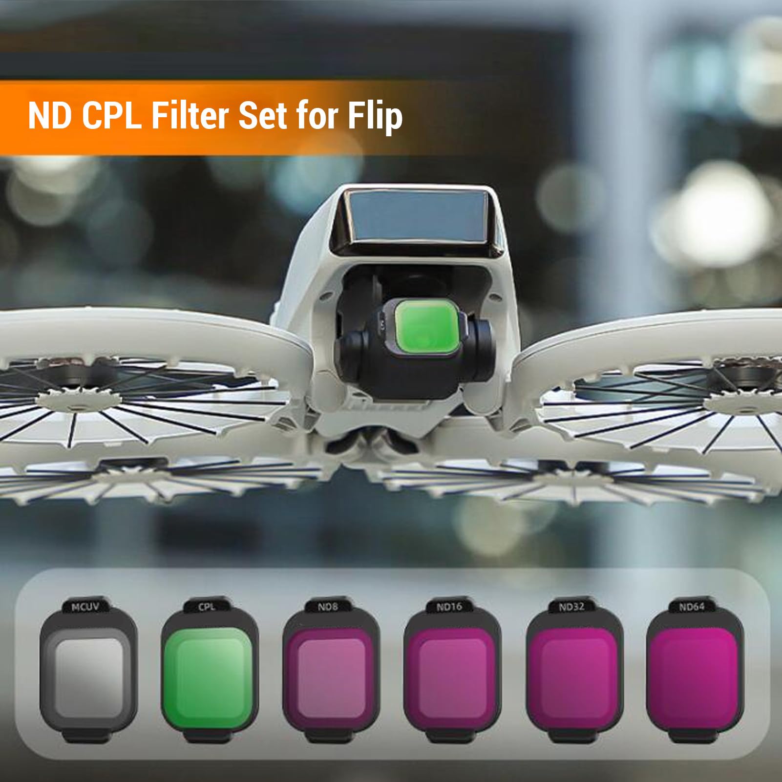 Tbest Set di Filtri per Lenti per Droni Filtro ND CPL Vetro Ottico HD ND8 ND16 ND32 ND64 MCUV per Flip Crystal Clear Imaging Approfondisce L'alta Trasmittanza PC+