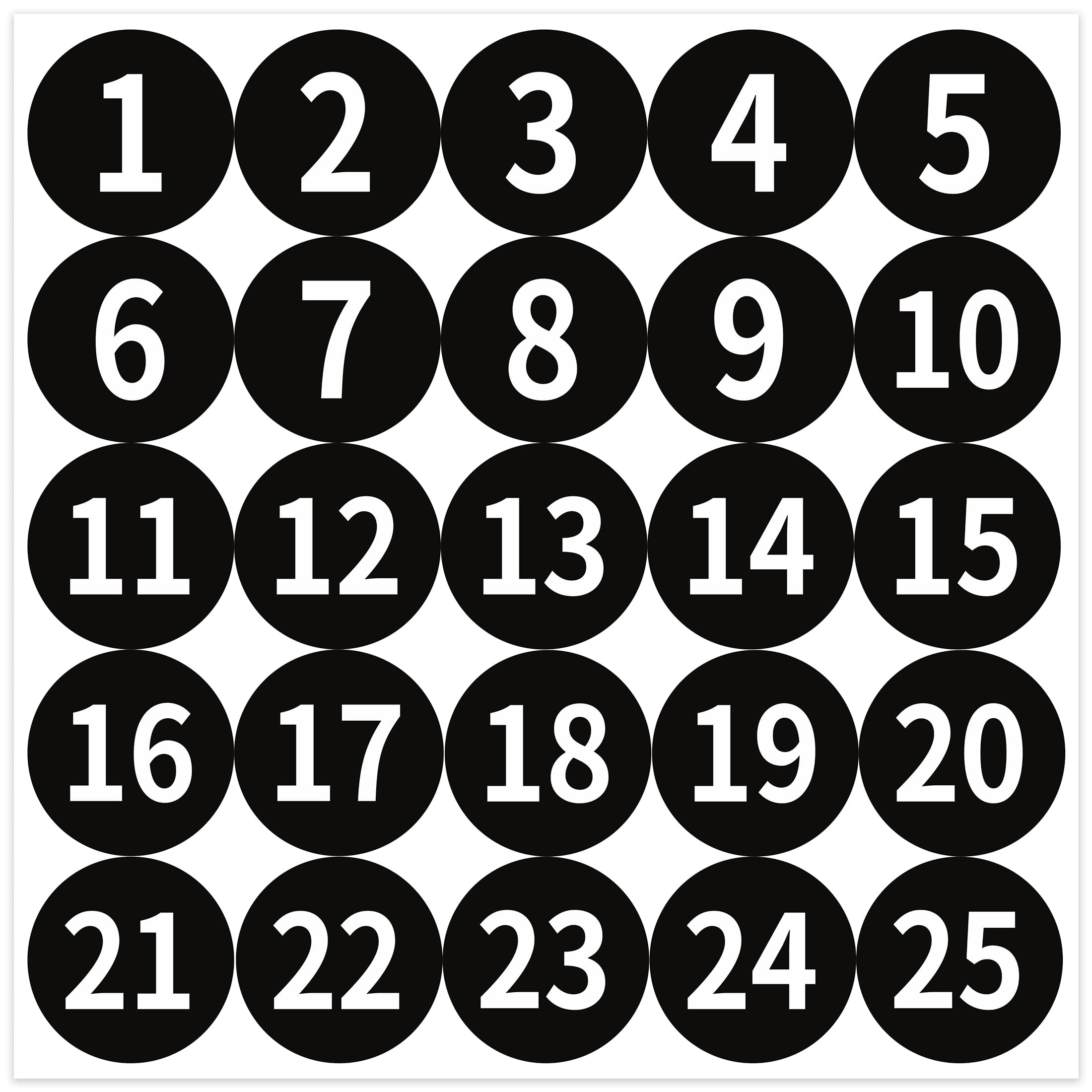 Amazon.com: 1-25 Consecutive Number Stickers, 1.2IN Self Adhesive
