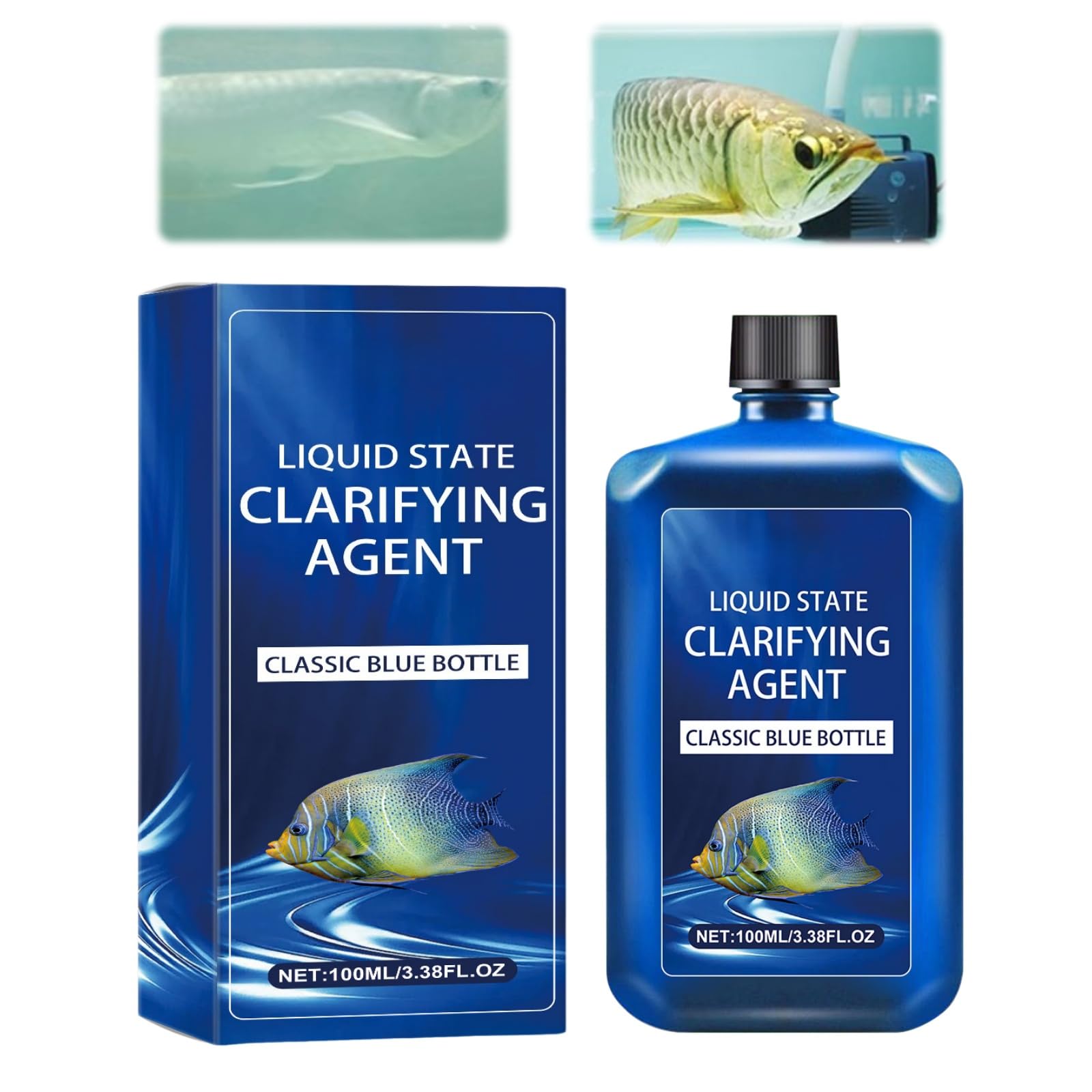 100ml Fast-Acting Aquarium Water Clarifier & Pond Cleaner,Algae Remover for Fish Tank & Outdoor Ponds,Aquarium Glass Cleaner & Water Conditioner,Safe for All Fish & Wildlife