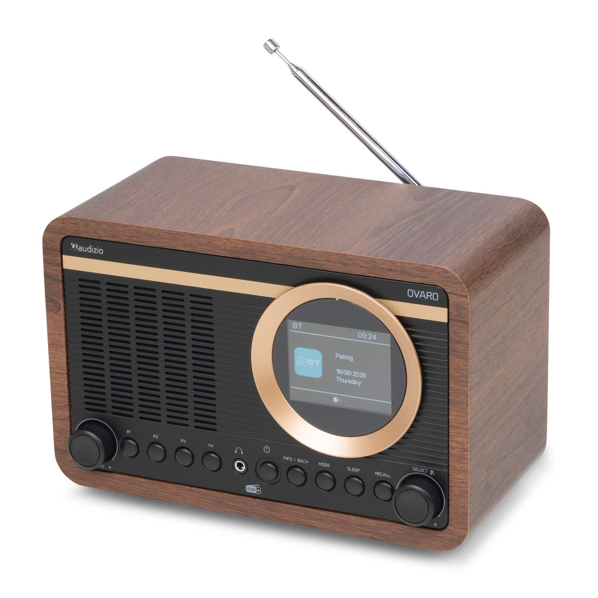 Audizio Ovaro Radio Dab+ Rétro Bluetooth FM Bois Noyer