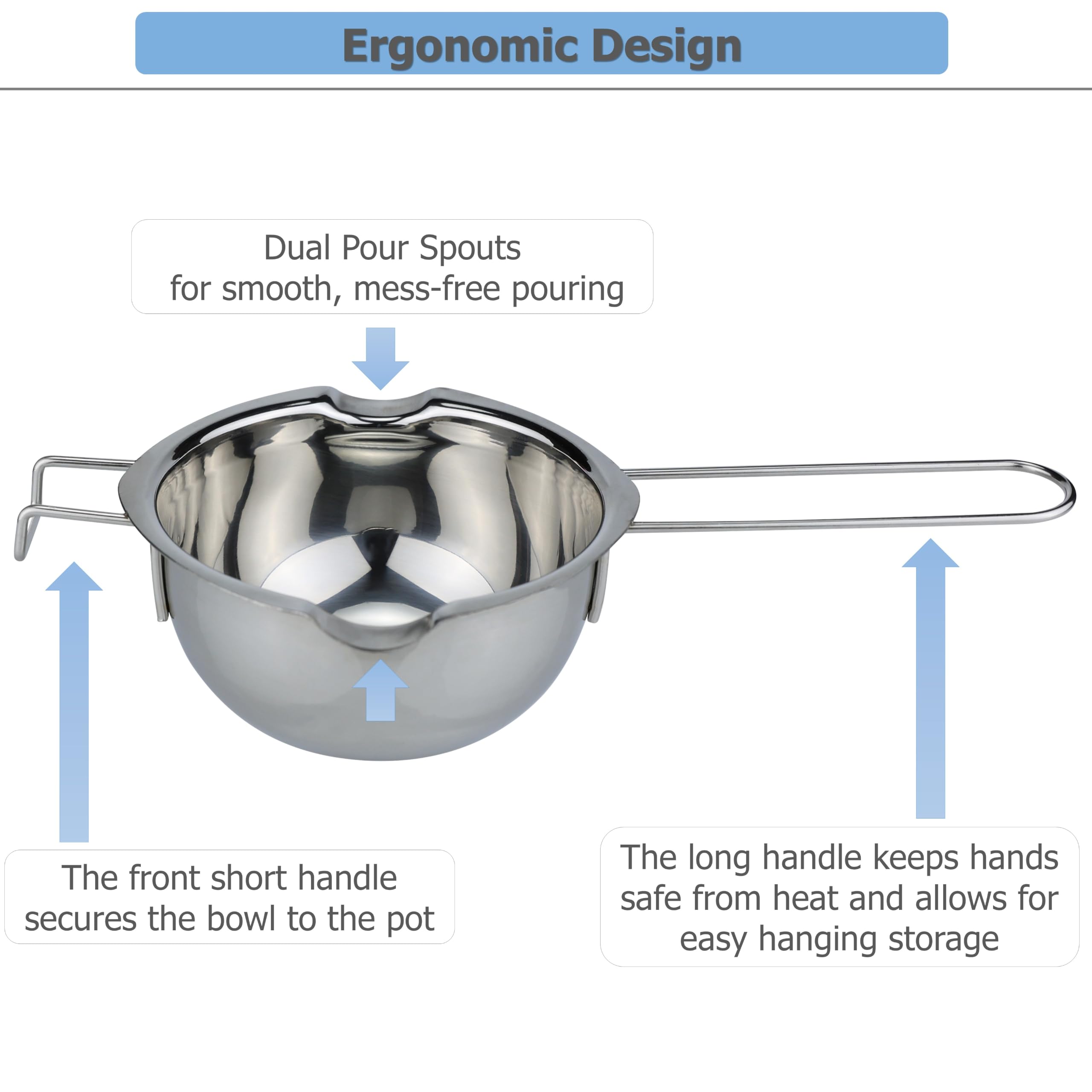 EIKS Stainless Steel Double Boiler - Melt Chocolate & Wax -4