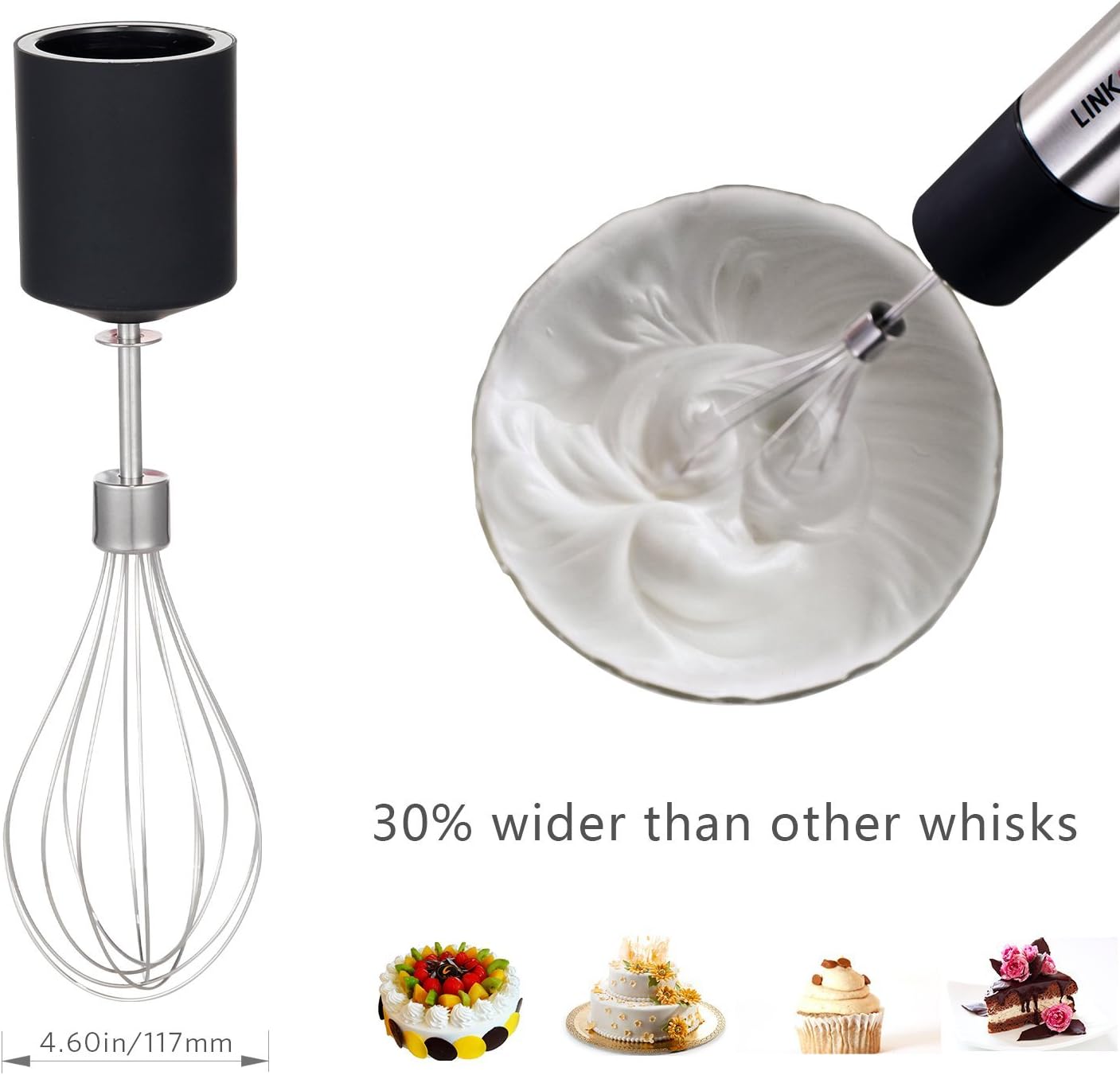 LINKChef HB-2140T Immersion Blender whisk attachment in use