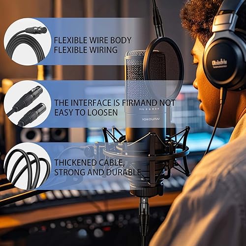 Miniatura 8 de Dmx Terminator 3 Pin XLR Cables macho hembra XLR Cable de conexión XLR Cable XLR 10 pies 9.8 ft Conectores de extensión de cable de micrófono, cable