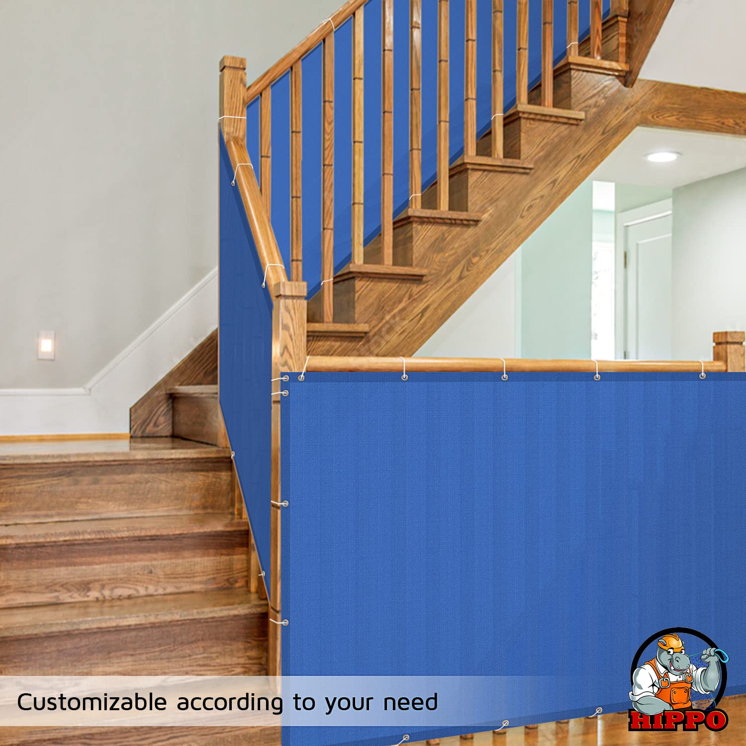HIPPO Baby Safety Net for Balcony & Staircase Railing Guard for Kids Stairway Safety Net Protector Safety Banister for Baby Toddler (1MTX4MT, Blue) 3